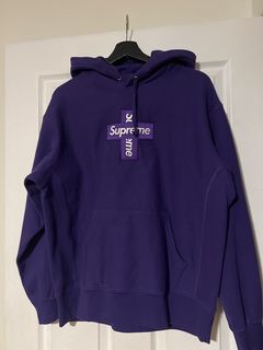 Supreme Cross Box Logo Hooded Sweatshirt Purple Grailed