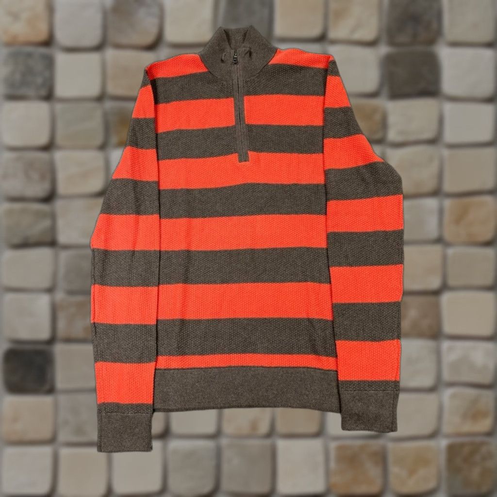Brooks Brothers Brooks Brothers Sweater Mens M Orange Brown Cotton Waffle-Knit Mock Neck Pullover Knit Logo Casual Winter Fall Spring Size US M / EU 48-50 / 2 - 1 Thumbnail