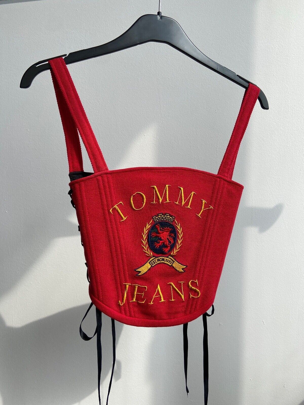 Handmade Handmade Tommy Hilfiger Red Women's Tank Crop Top Corset Size S / US 4 / IT 40 - 1 Thumbnail