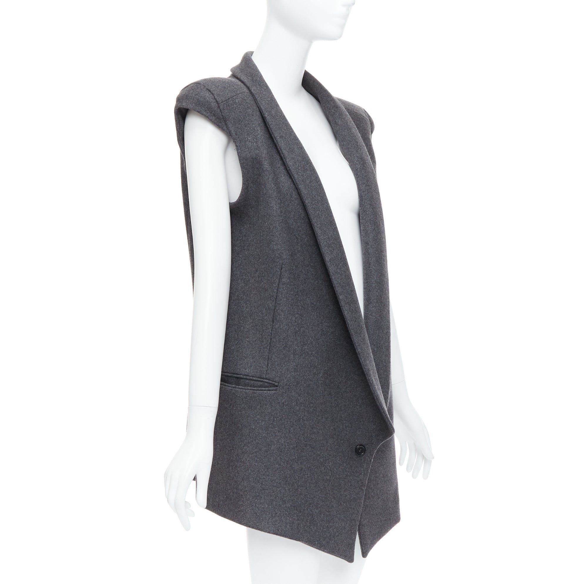 Other ARMAND BASI ONE grey wool padded shoulder sleeveless plunge collar vest coat FR36 S Size S / US 4 / IT 40 - 1 Thumbnail
