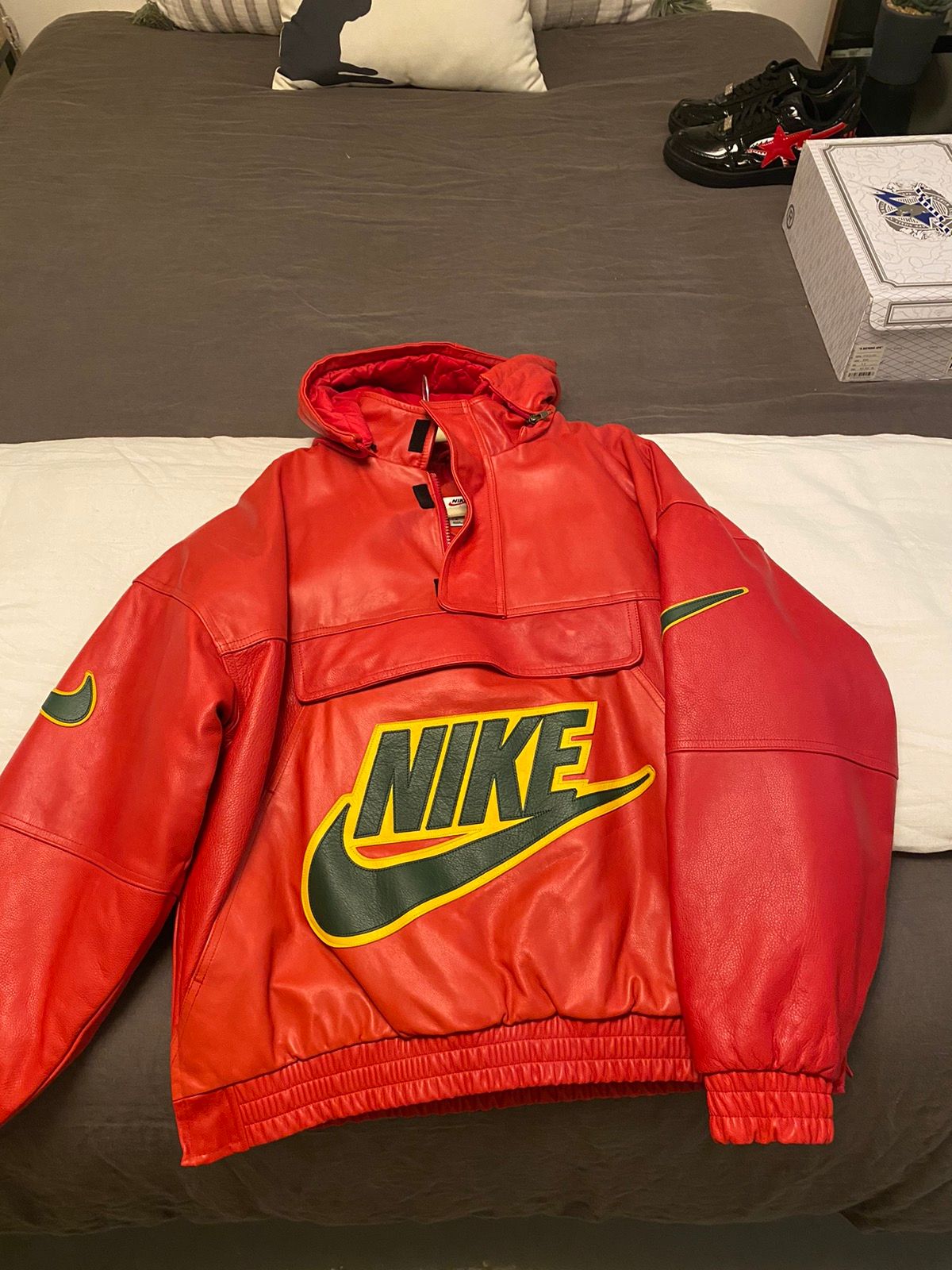 Pre-owned Nike X Supreme Nike Leather Anorak Red
