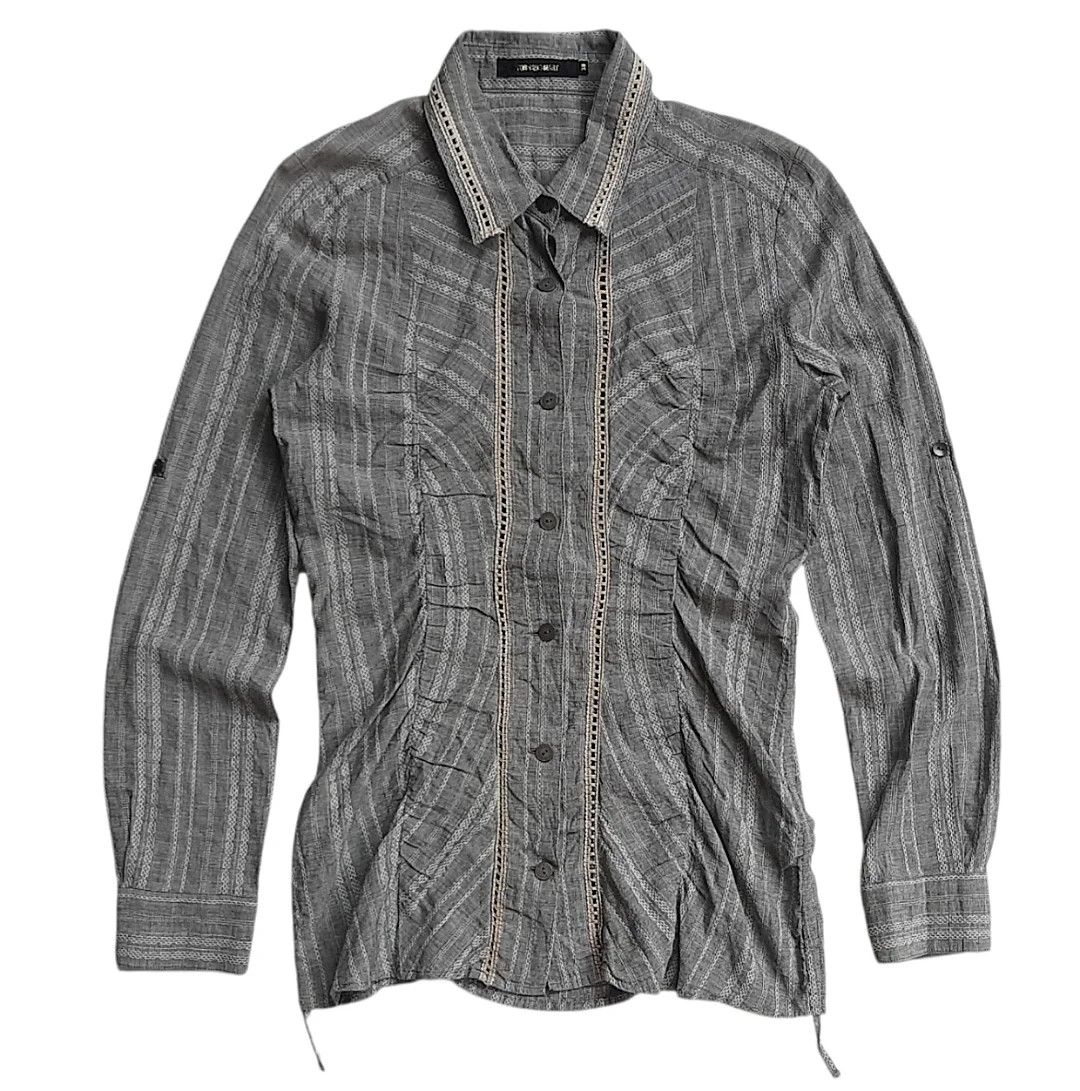 Pattern Patchwork Ruffle Shirt