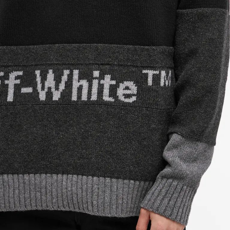 Off-White o1gr1nt1124 Blocked Knit Crewneck Sweater in Black Size US L / EU 52-54 / 3 - 5 Thumbnail