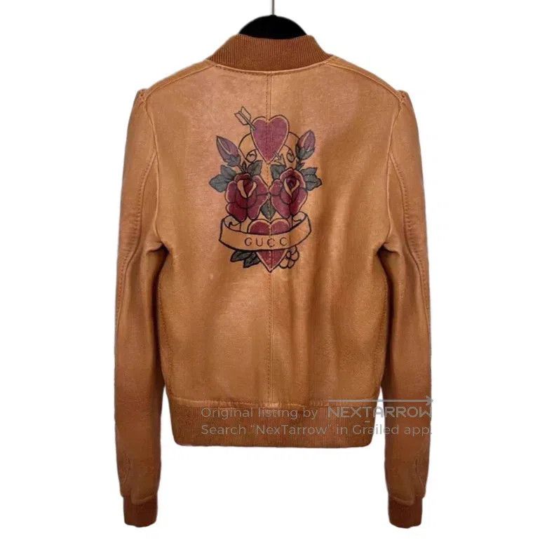 Gucci Gucci Brown back love print stand-up collar zipper long-sl Size S / US 4 / IT 40 - 2 Thumbnail