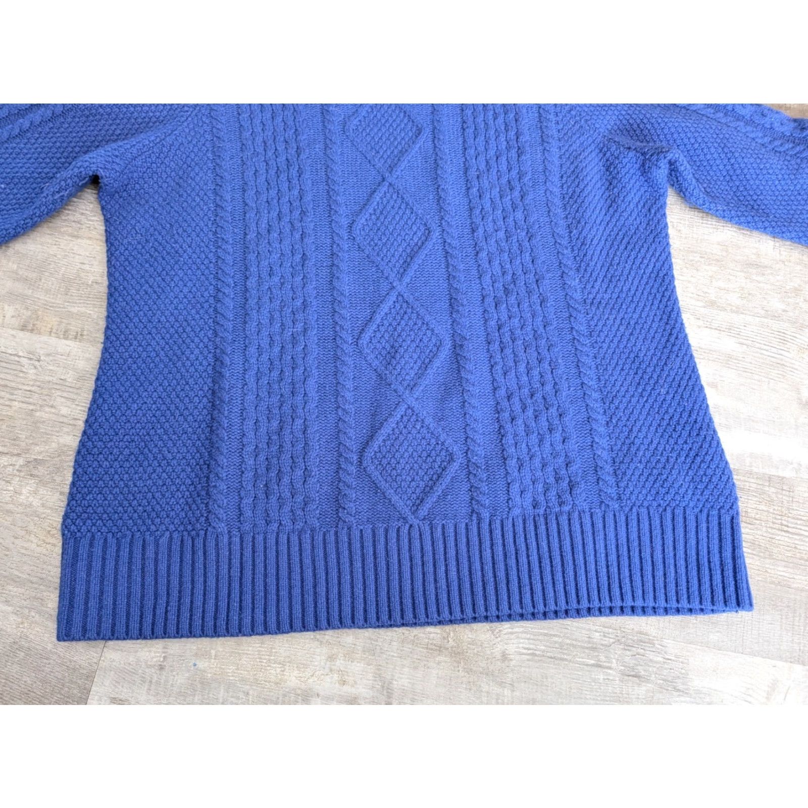 Vintage L.L. Bean Womens Cable Knit Merino Wool Turtleneck Pullover Sweater XL Petite Blueish Purple Size XL / US 12-14 / IT 48-50 - 5 Thumbnail