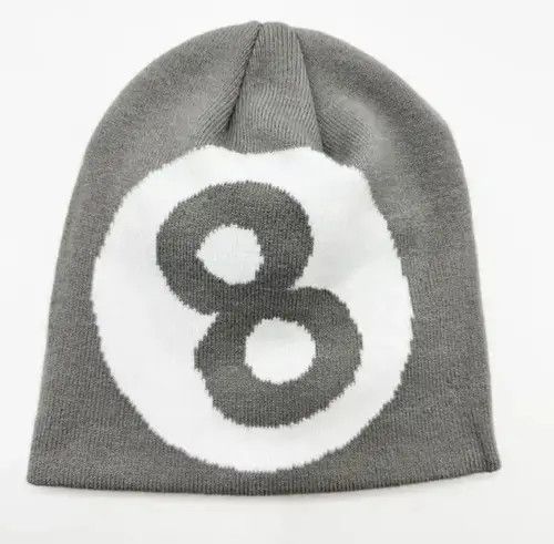 Japanese Brand Y2K Knitting Number 8 Beanie Hat Size ONE SIZE - 1 Thumbnail