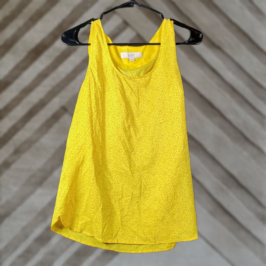 Loft LOFT Ann Taylor Womens Blouse Yellow Sleeveless Tank Round Neck M Shirt Casual Boho 90s? Size M / US 6-8 / IT 42-44 - 1 Thumbnail