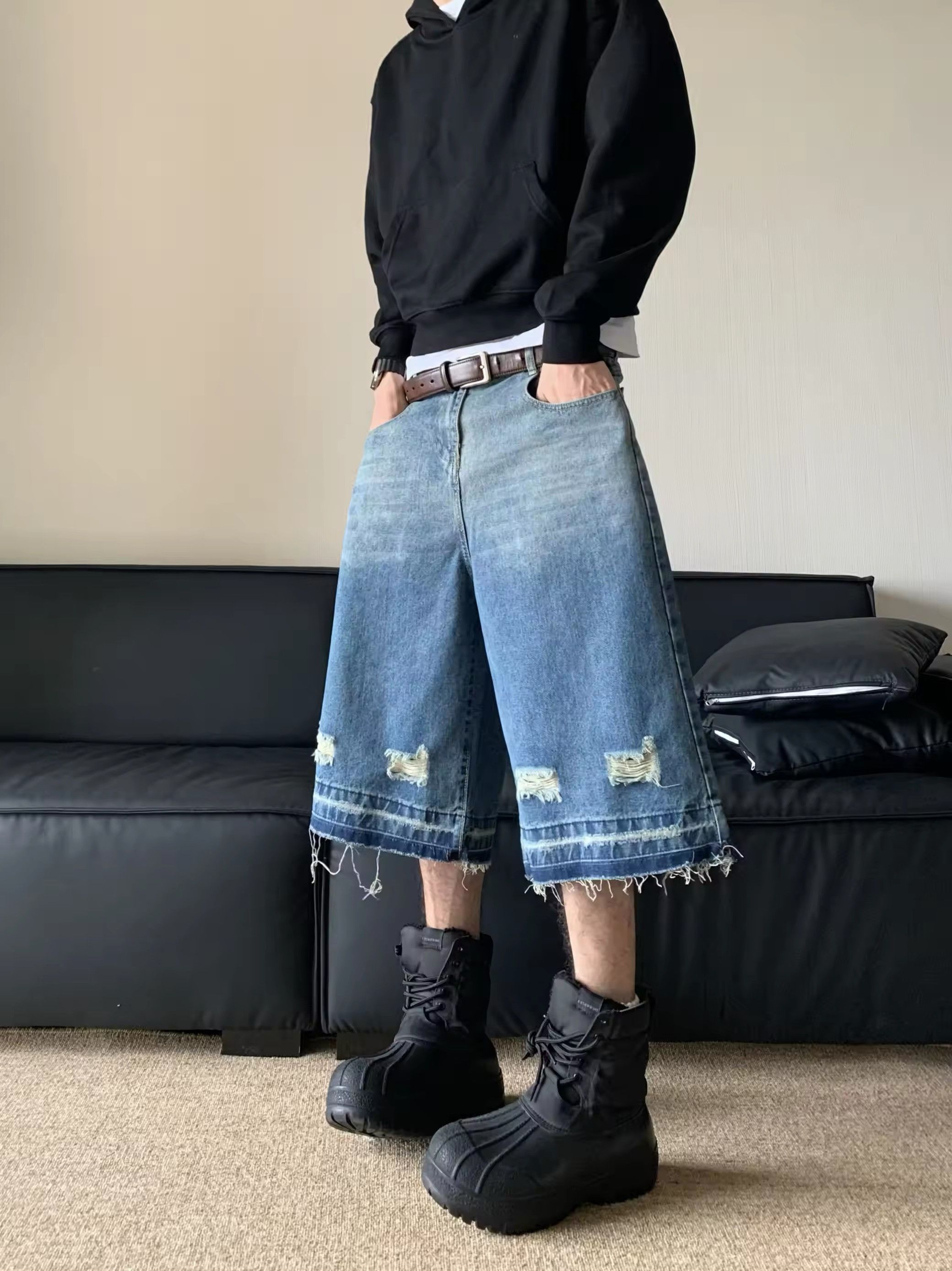 Other Distressed Baggy Washed Denim Shorts Size US 33 - 6 Thumbnail