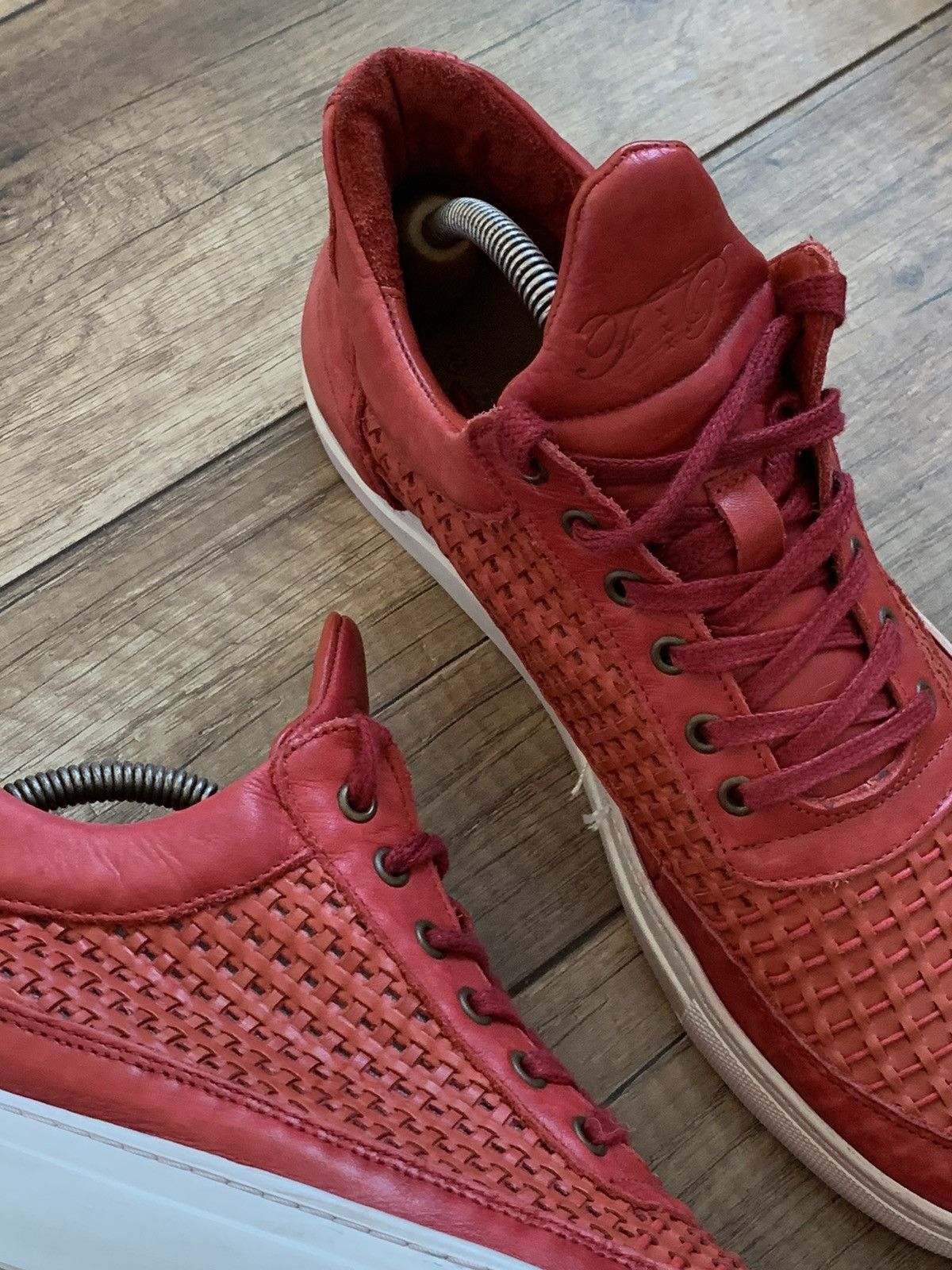 Filling Pieces Filling Pieces High Mid Top Red Leather Sneakers Shoes Size US 9.5 / EU 42-43 - 9 Thumbnail