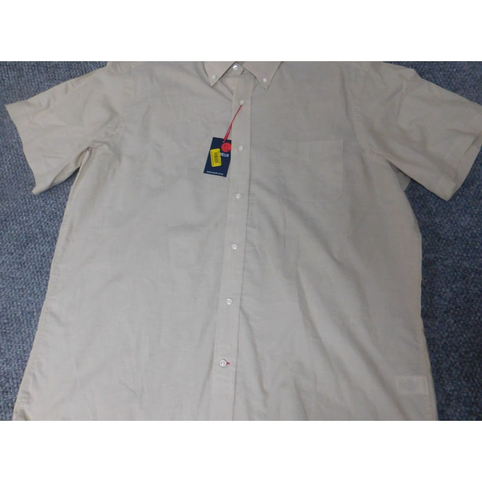 Cremieux Cremieux Shirt Men XL Beige Button-Down Short Sleeve Collared Knit Cotton Polyester Button-Up Men's Regular Beige Size US XL / EU 56 / 4 - 2 Thumbnail