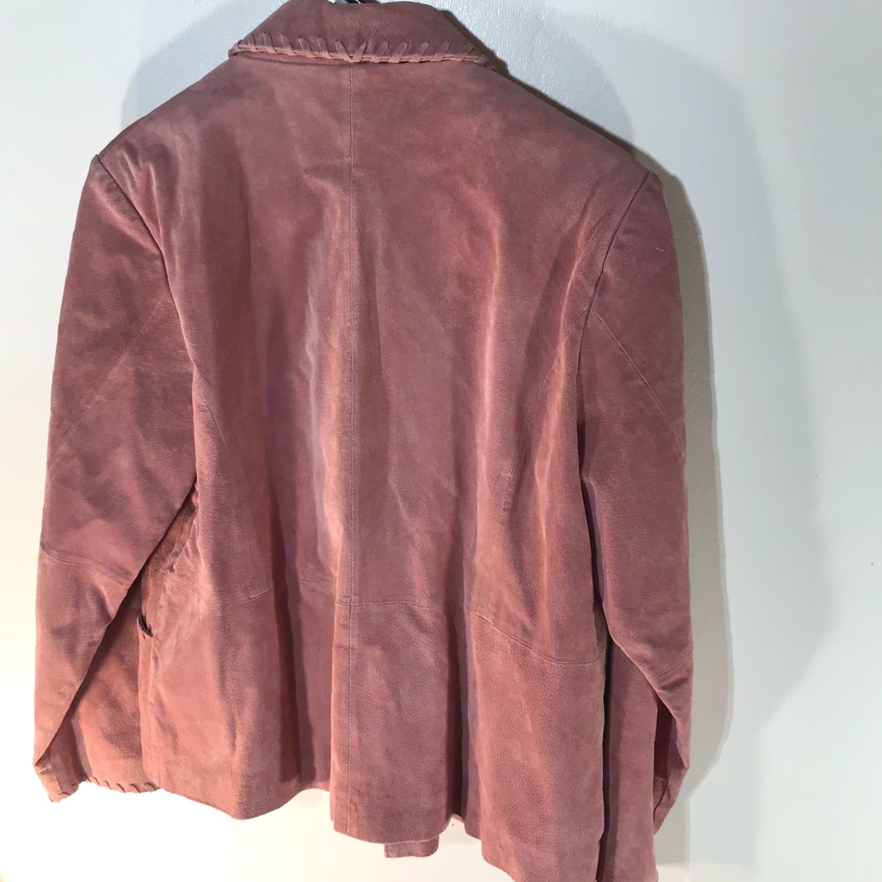Pinko Relativity Pink Suede Leather Jacket Womens XL Casual Business Party Fall Winter Long Sleeve Size XL / US 12-14 / IT 48-50 - 2 Thumbnail