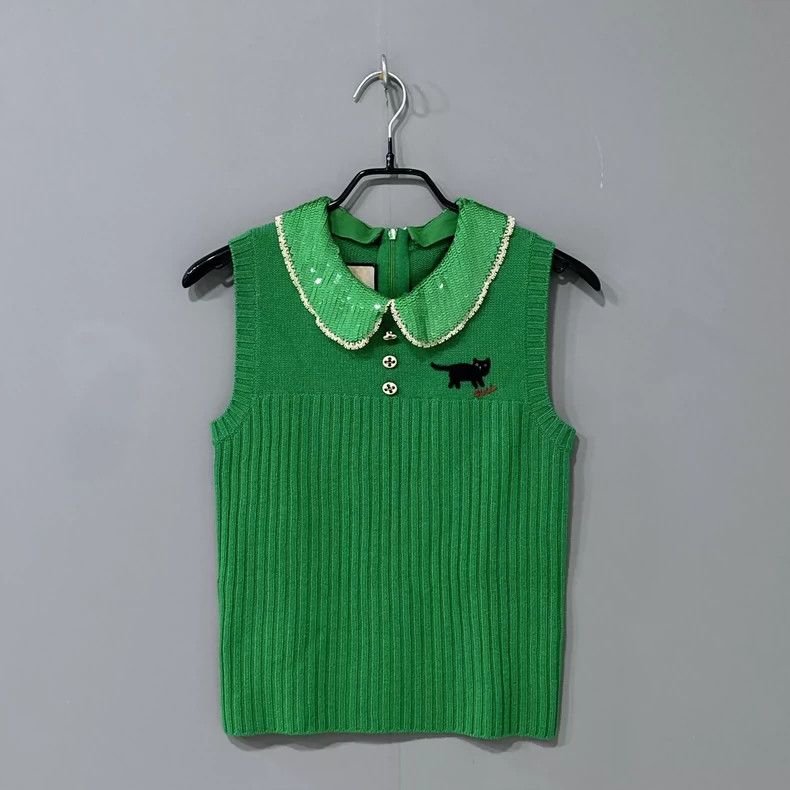 Gucci Gucci Kitten embroidered sequin collar knitted vest 2501-Ne Size US S / EU 44-46 / 1 - 1 Thumbnail