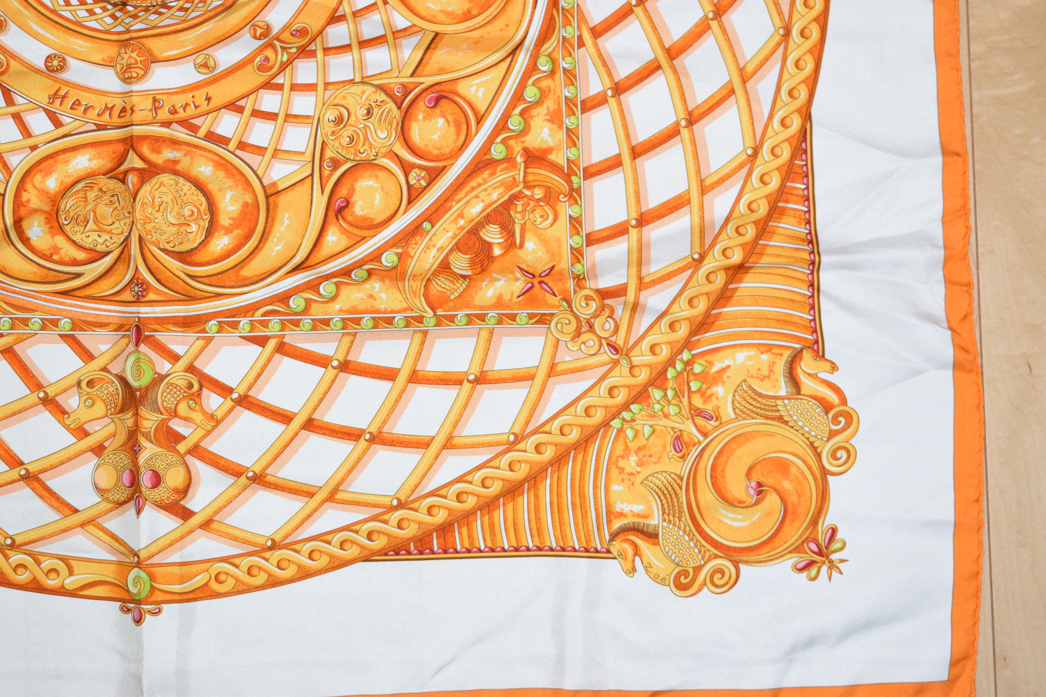 Hermes Hermes Scarf Monnaies Et Symboles Des Parisii 90 cm Silk Size ONE SIZE - 3 Thumbnail