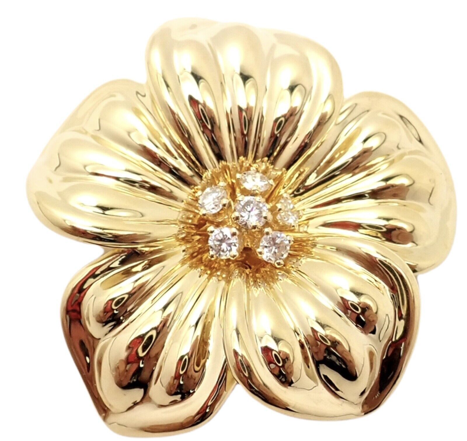 Van Cleef & Arpels Diamond 18k Yellow Gold Magnolia Flower Pin Brooch Size ONE SIZE - 1 Preview