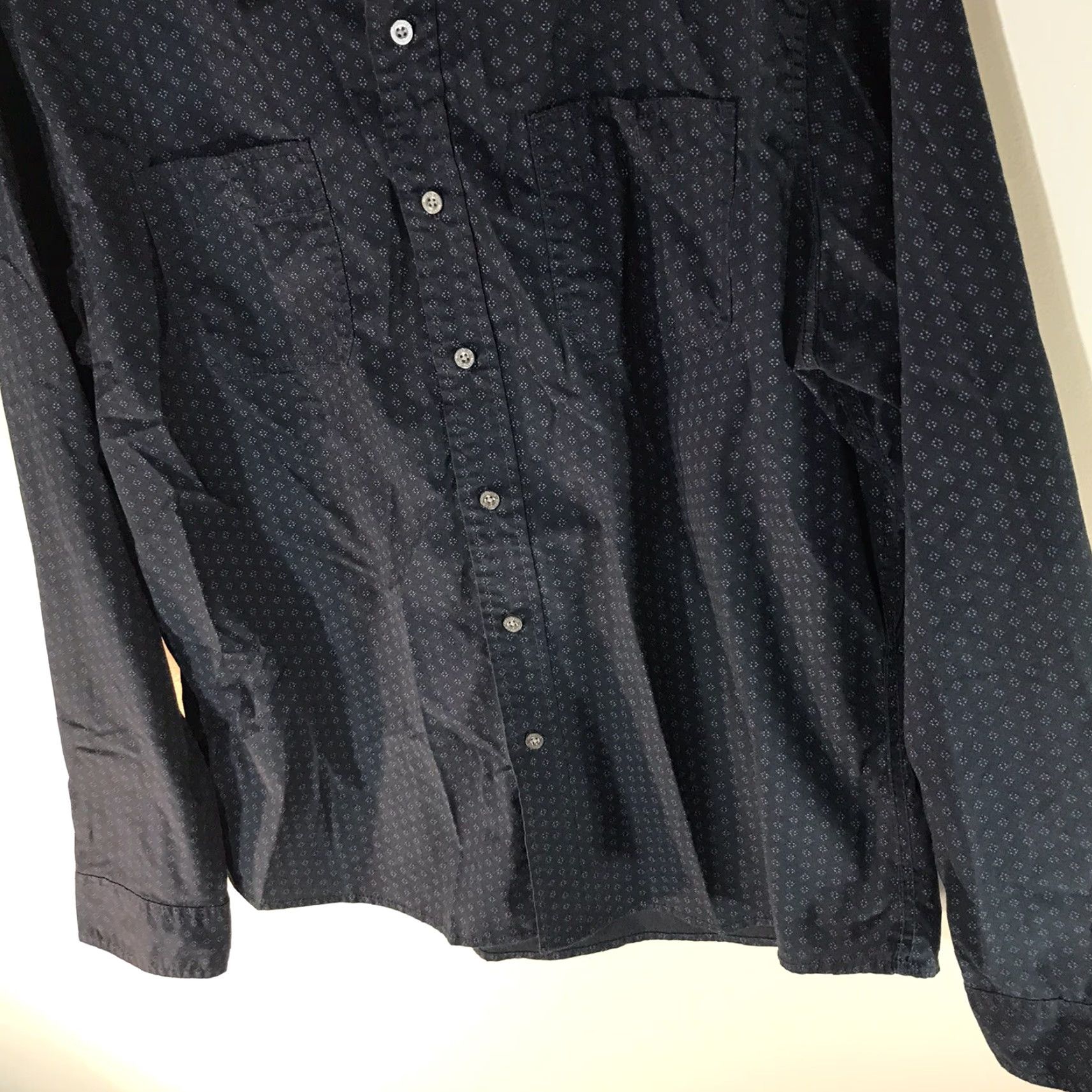 Wrangler Wrangler Button-Up Mens XL Navy Geometric Pattern Button-Down Shirt Long Sleeve Regular Fit Size US XL / EU 56 / 4 - 3 Thumbnail