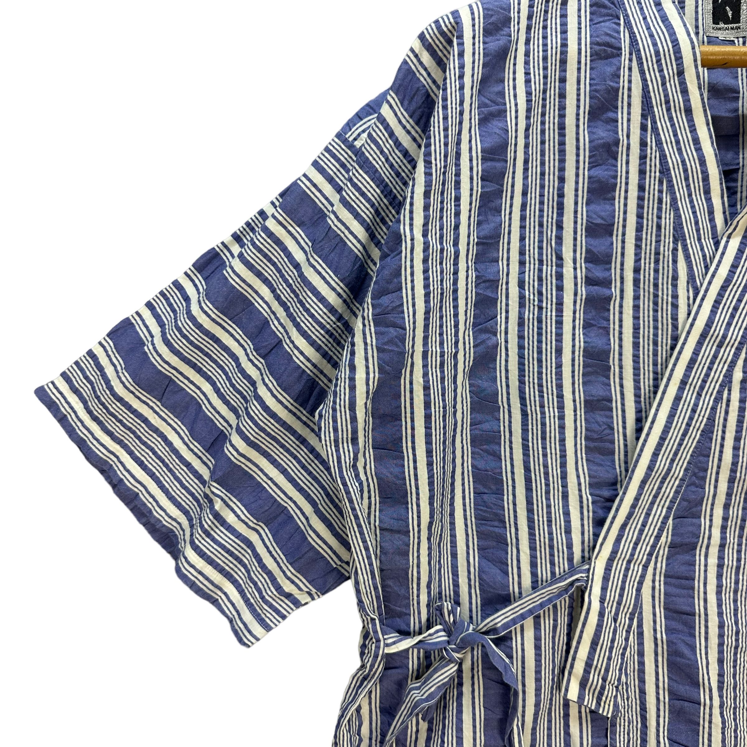 Kansai Yamamoto RARE🔥 VINTAGE KANSAI MAN STRIPED KIMONO JACKET #7558-153 Size US L / EU 52-54 / 3 - 5 Thumbnail