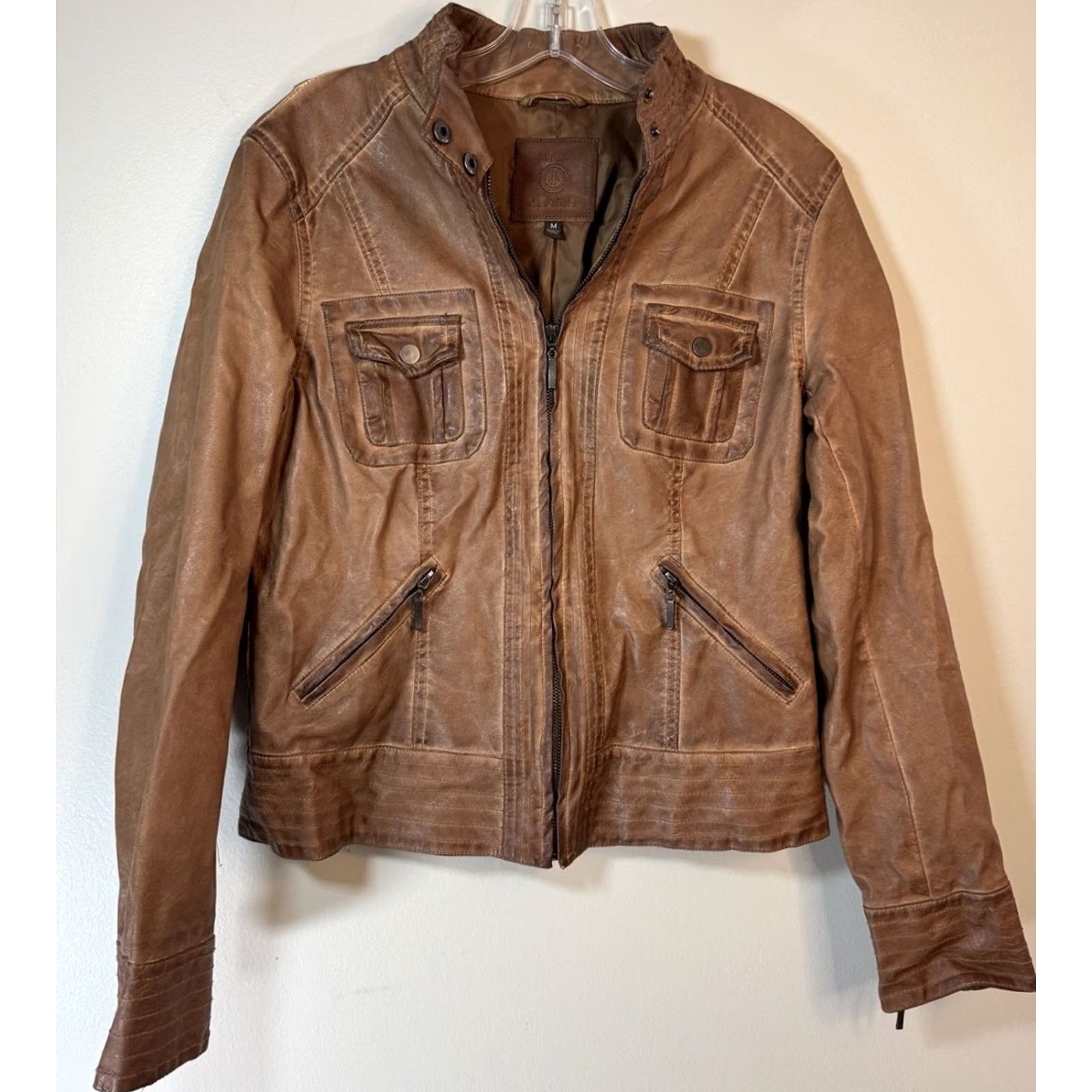 Vintage VINTAGE Max Jeans Motorcycle Jacket Brown Wool? Size 32" / US 10 / IT 46 - 2 Thumbnail