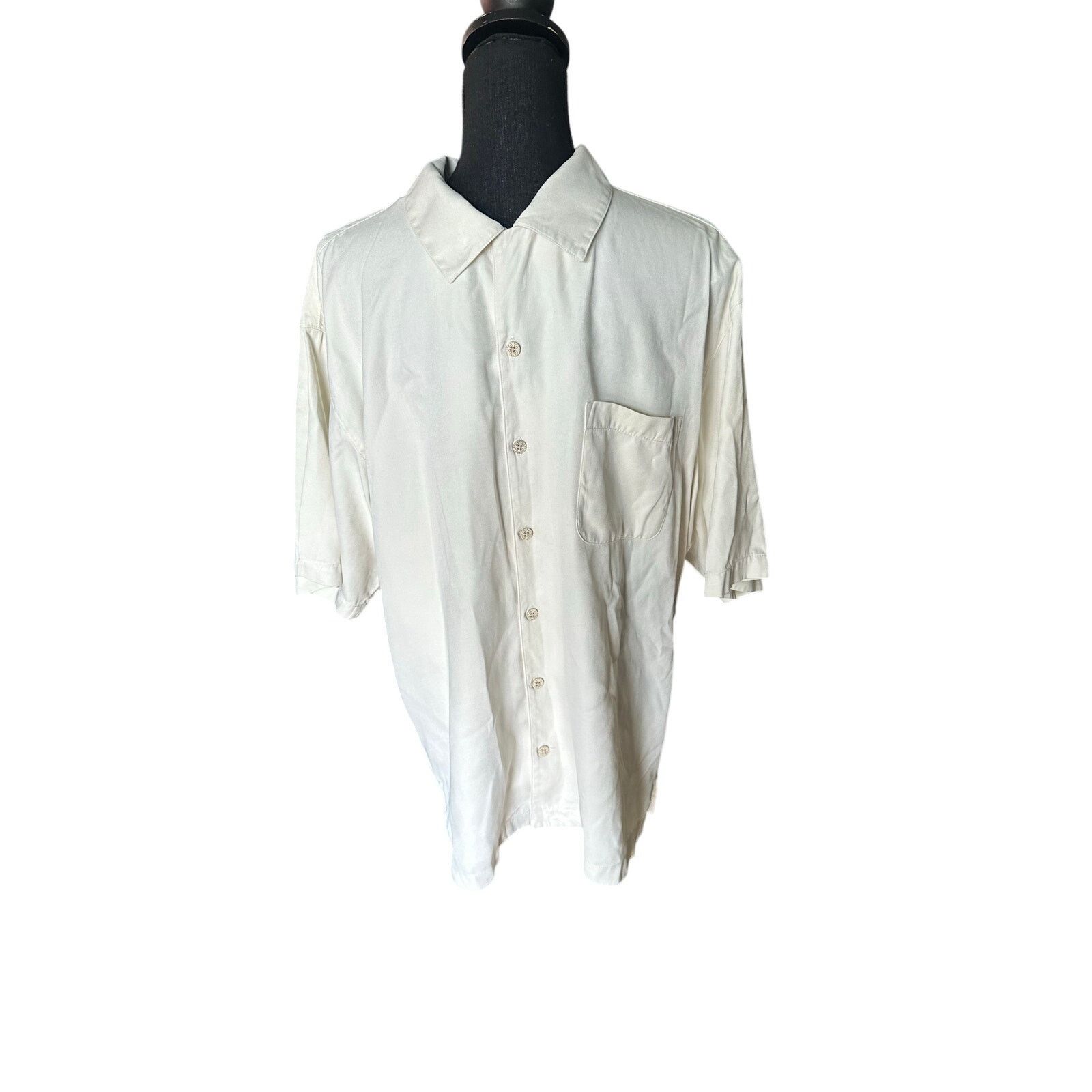 Tommy Bahama Tommy Bahama Silk Short Sleeve Button-Up Cream Shirt Size US L / EU 52-54 / 3 - 1 Thumbnail