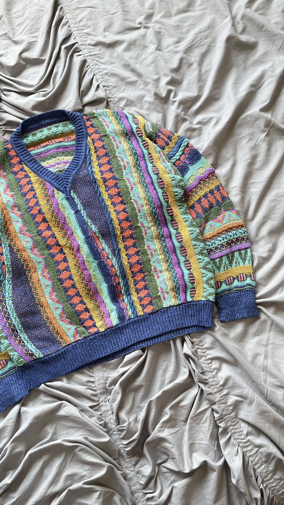 Japanese Brand Vintage Coogi Style Sweater Coloured Cable Knit Sweater Size US L / EU 52-54 / 3 - 3 Thumbnail
