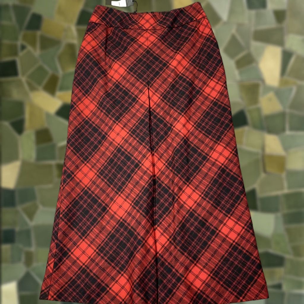 Talbots Talbots Skirt Womens 4P Red Black Plaid Wool Blend Lined Long Petite A-Line Size 27" / US 4 / IT 40 - 1 Thumbnail