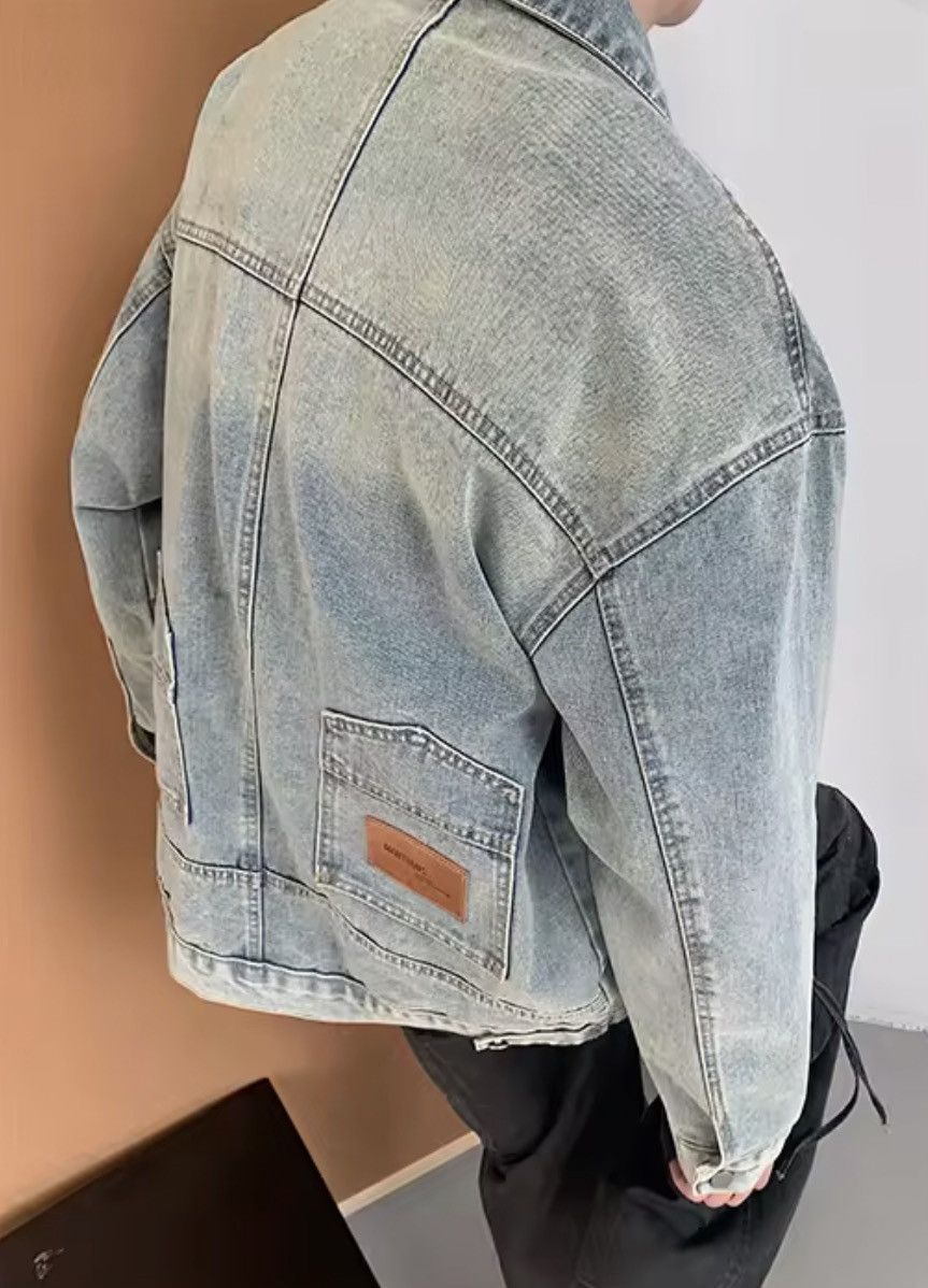 Japanese Brand Wash Blue Denim Jacket - Classic Button-Up Distressed Size US XXL / EU 58 / 5 - 2 Thumbnail