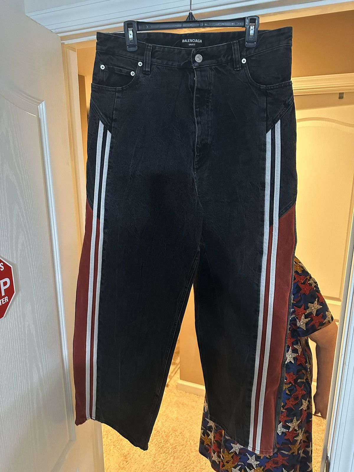 パンツ BALENCIAGA DENIM TRACK PANTS Balenciaga Hybrid Denim/Track Pants | CLD Collective