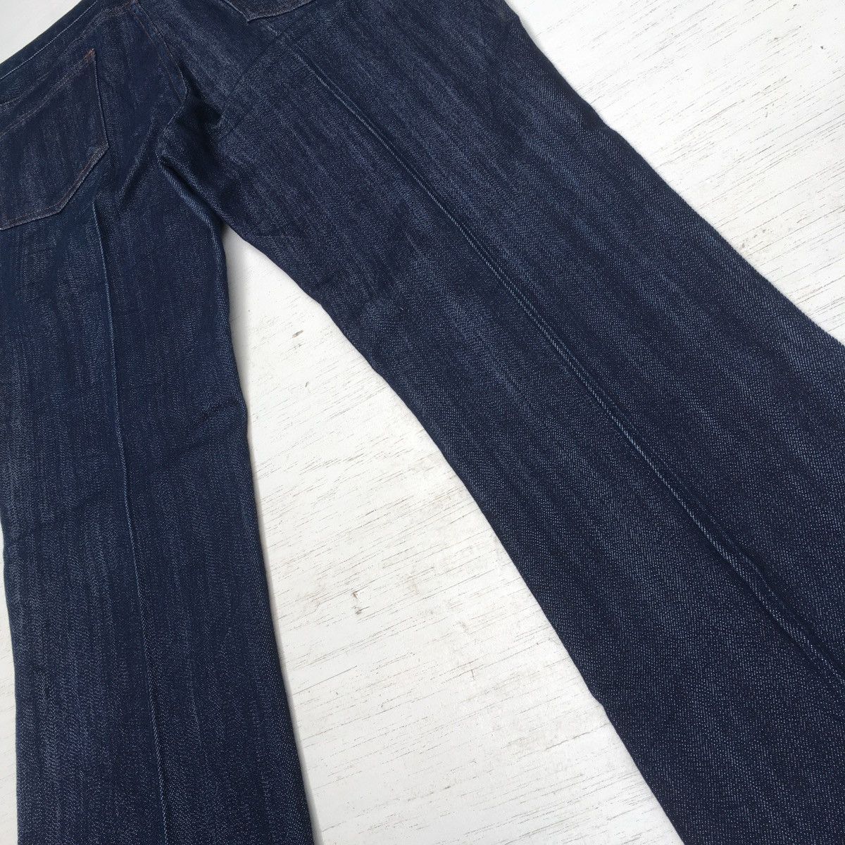 Japanese Brand BACK NUMBER FLARE MINI BOOTCUT JEANS RELEASE HEM WOMEN Size 29" - 16 Thumbnail