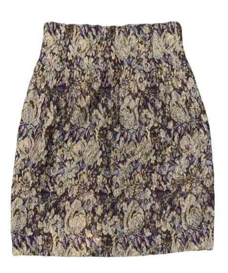 Christian Dior Monsieur × Dior × Vintage Vintage Christian Dior Slit Thread Gold Flower Mini Skirt Size 26" / US 2 / IT 38 - 2 Thumbnail