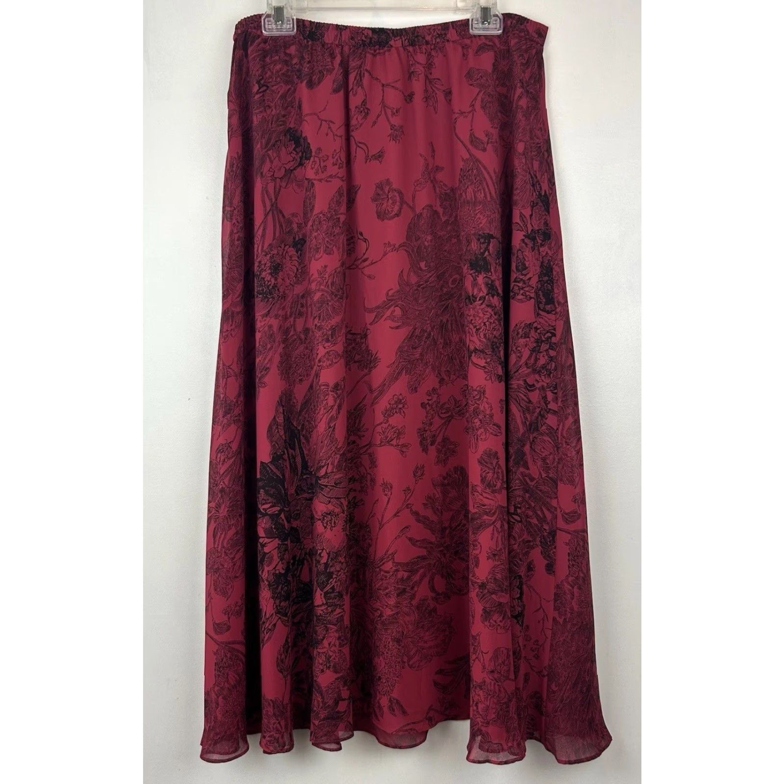 Coldwater Creek Coldwater Creek Skirt Maxi Womens L Skirt Long Bohemian Floral Red Cotton Polyester Layered Full Lined Women Size 36" / US 14 / IT 50 - 2 Thumbnail