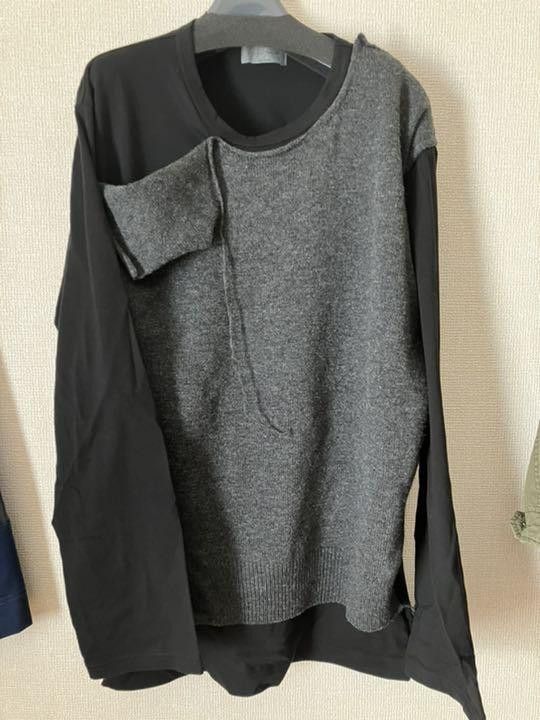 Yohji Yamamoto Yohji Yamamoto Pour Homme layered two-tone knit HX-K28-085 Size US L / EU 52-54 / 3 - 2 Thumbnail