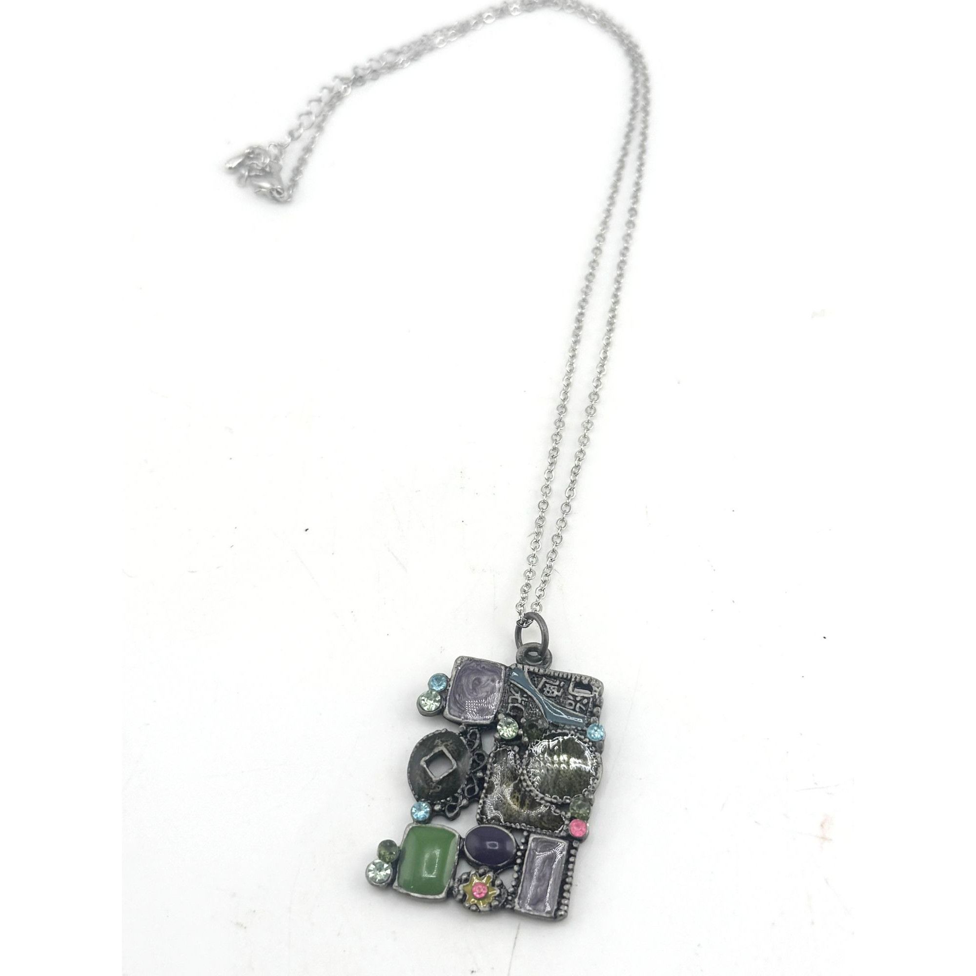 Vintage Vintage enamel rhinestone pendant necklace Size ONE SIZE - 1 Thumbnail