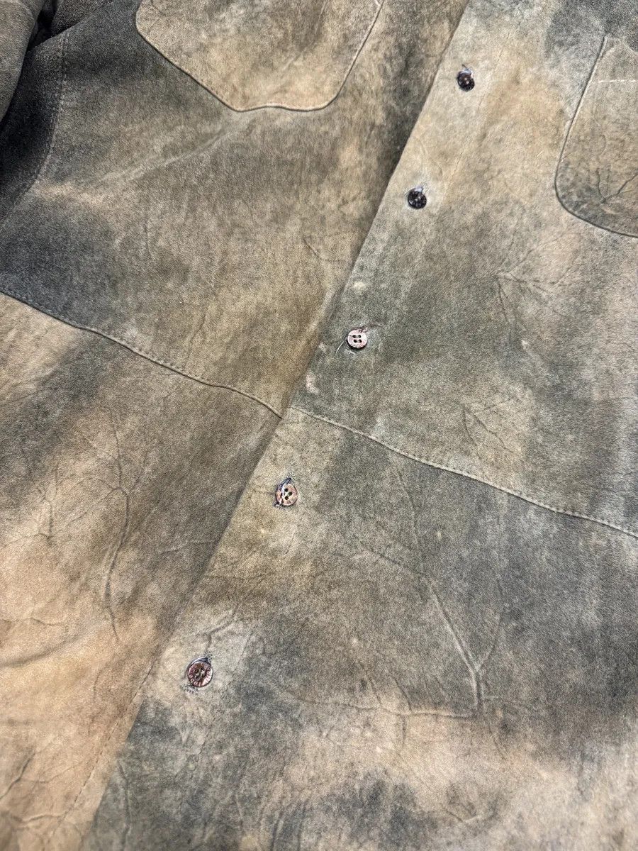 Roberto Cavalli 2000s Roberto Cavalli Green Faded Dust Leather Shirt Size US M / EU 48-50 / 2 - 10 Thumbnail