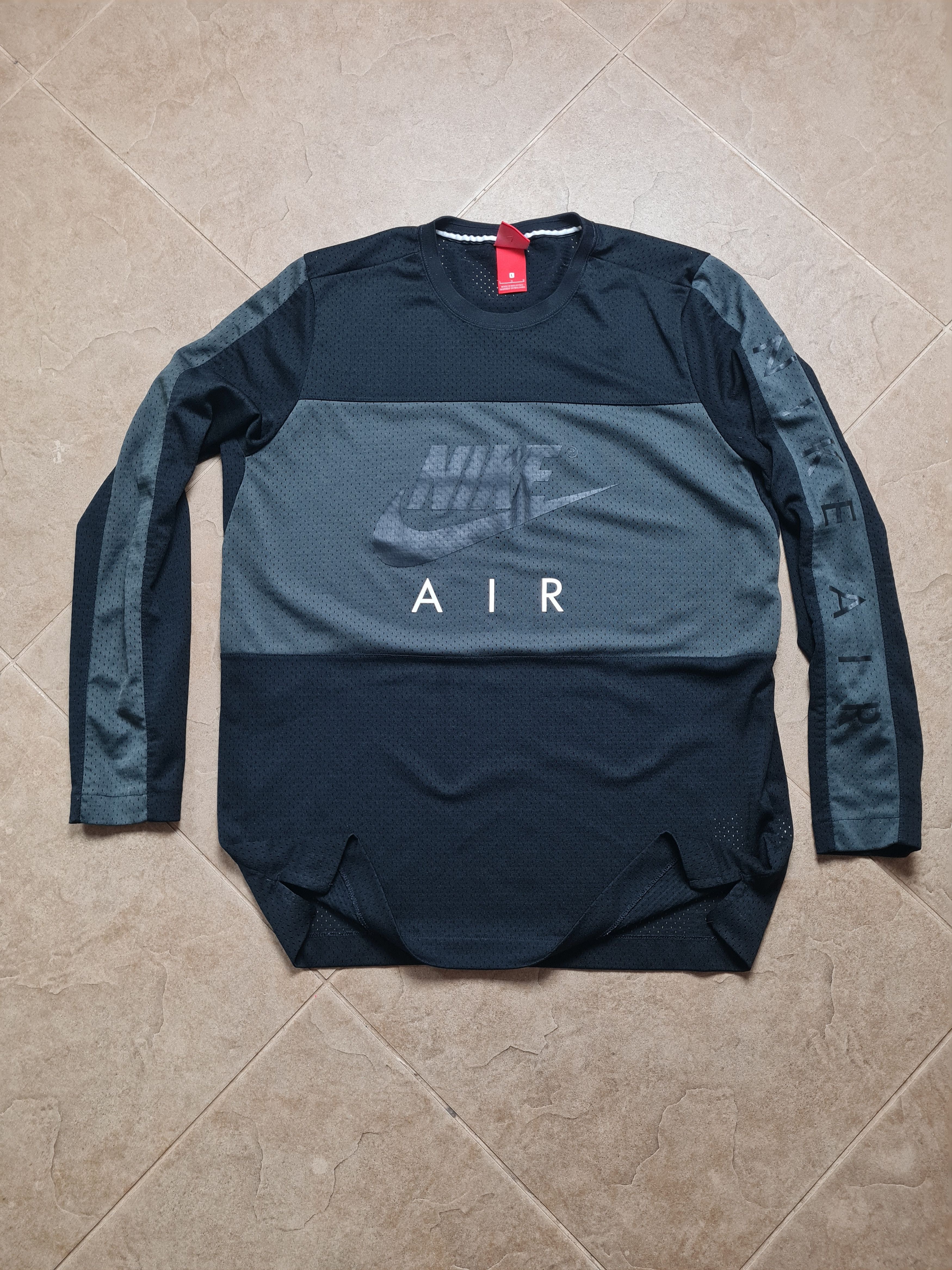 Nike Nike Air Long Sleeve Crew Mesh Shirt Max Black Grey T-shirt Size US L / EU 52-54 / 3 - 1 Thumbnail