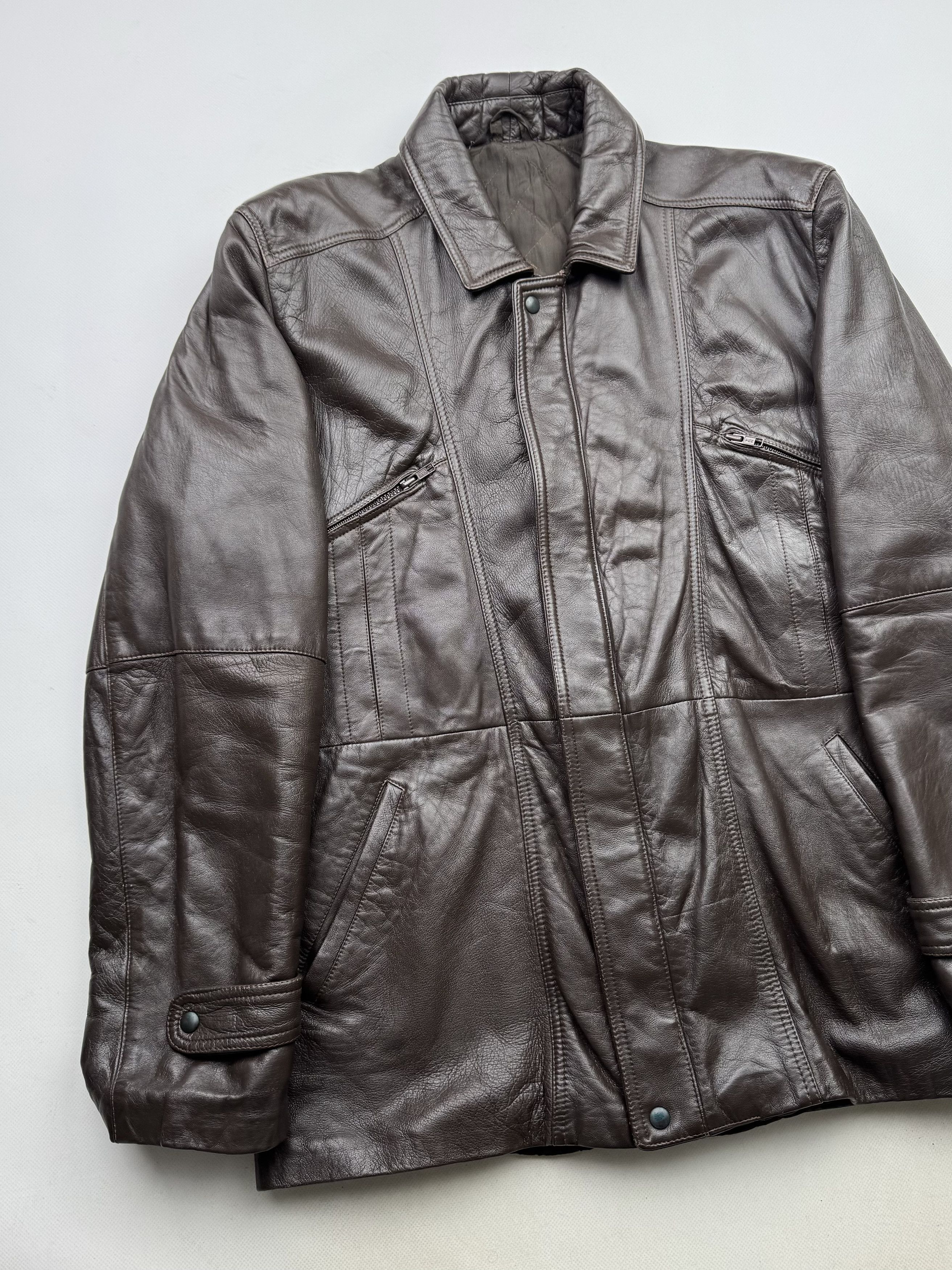 Vintage 90's Leather Jacket B95(V293)E2 Size US L / EU 52-54 / 3 - 2 Thumbnail