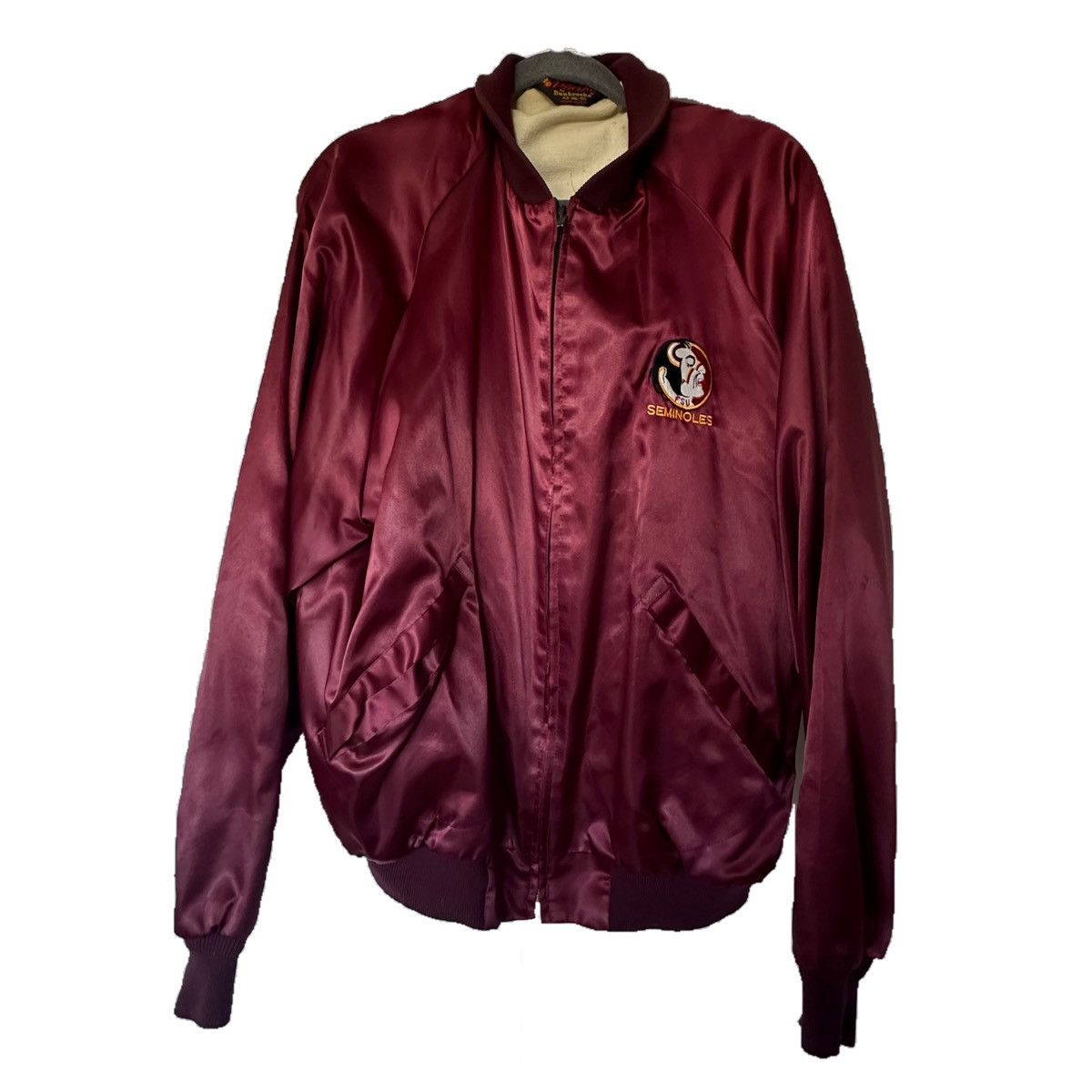 image of Collegiate x Dunbrooke Vintage Dunbrooke Pla-Jac FSU Satin Garnet XL Jacket in Burgandy, Men's