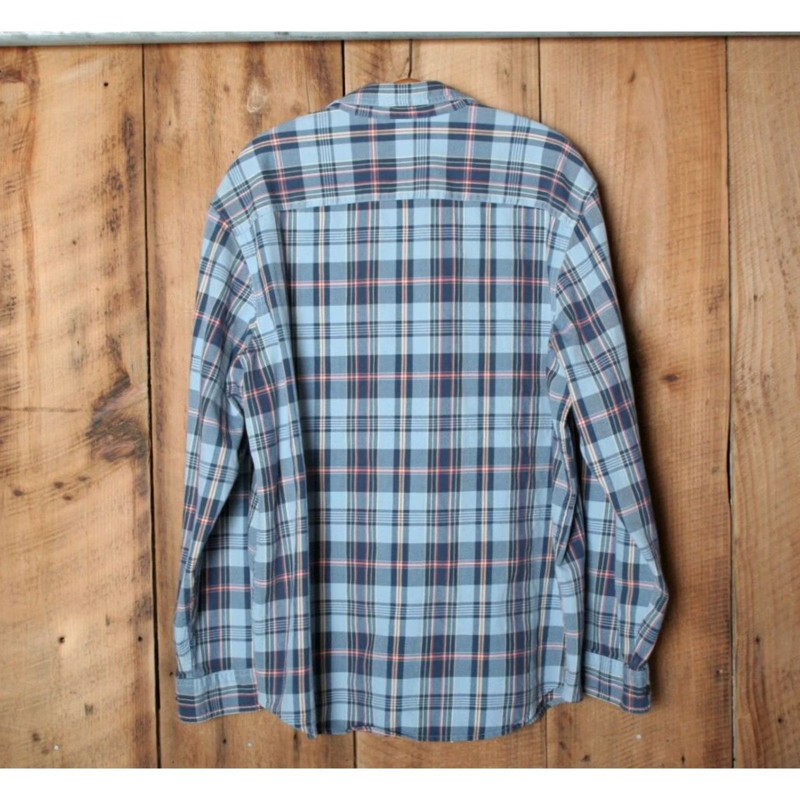Vintage L.L. Bean Blue Plaid Midweight Cotton Button Front Shirt Sz. L Mens Shirt Regular Crew Neck? Size US L / EU 52-54 / 3 - 2 Thumbnail