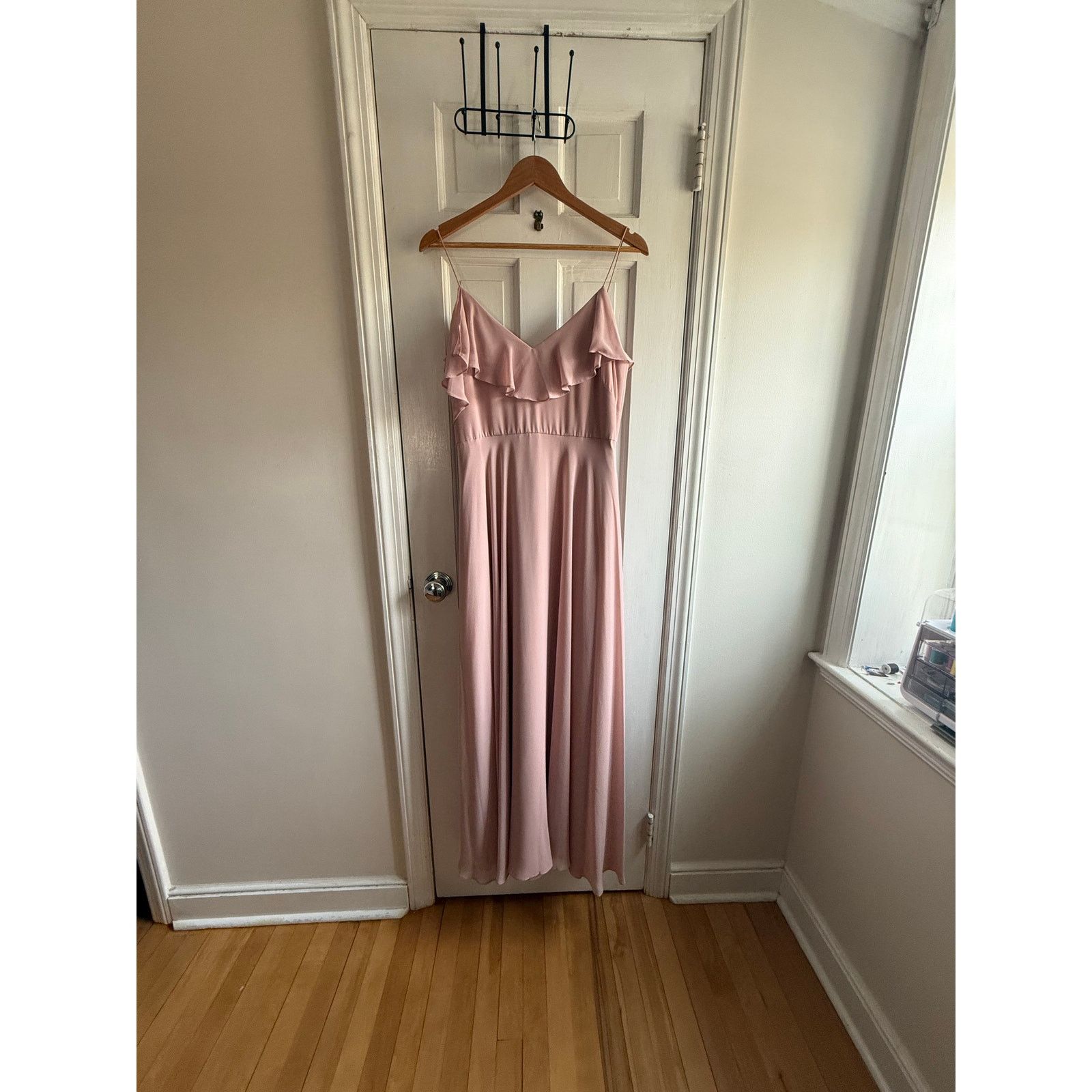 Other Jenny Yoo Collection Pink Ruffle V-Neck Maxi Dress Size M / US 6-8 / IT 42-44 - 1 Thumbnail