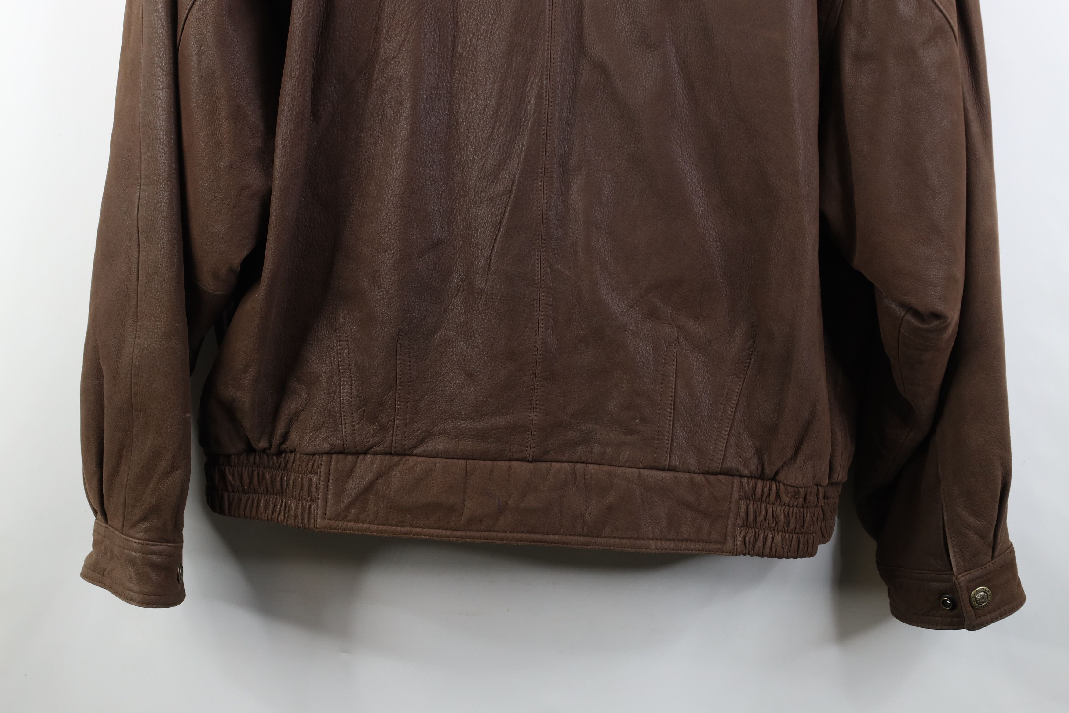 Vintage Vintage 90s Streetwear Heavy Leather Bomber Jacket Brown Size US XL / EU 56 / 4 - 16 Thumbnail