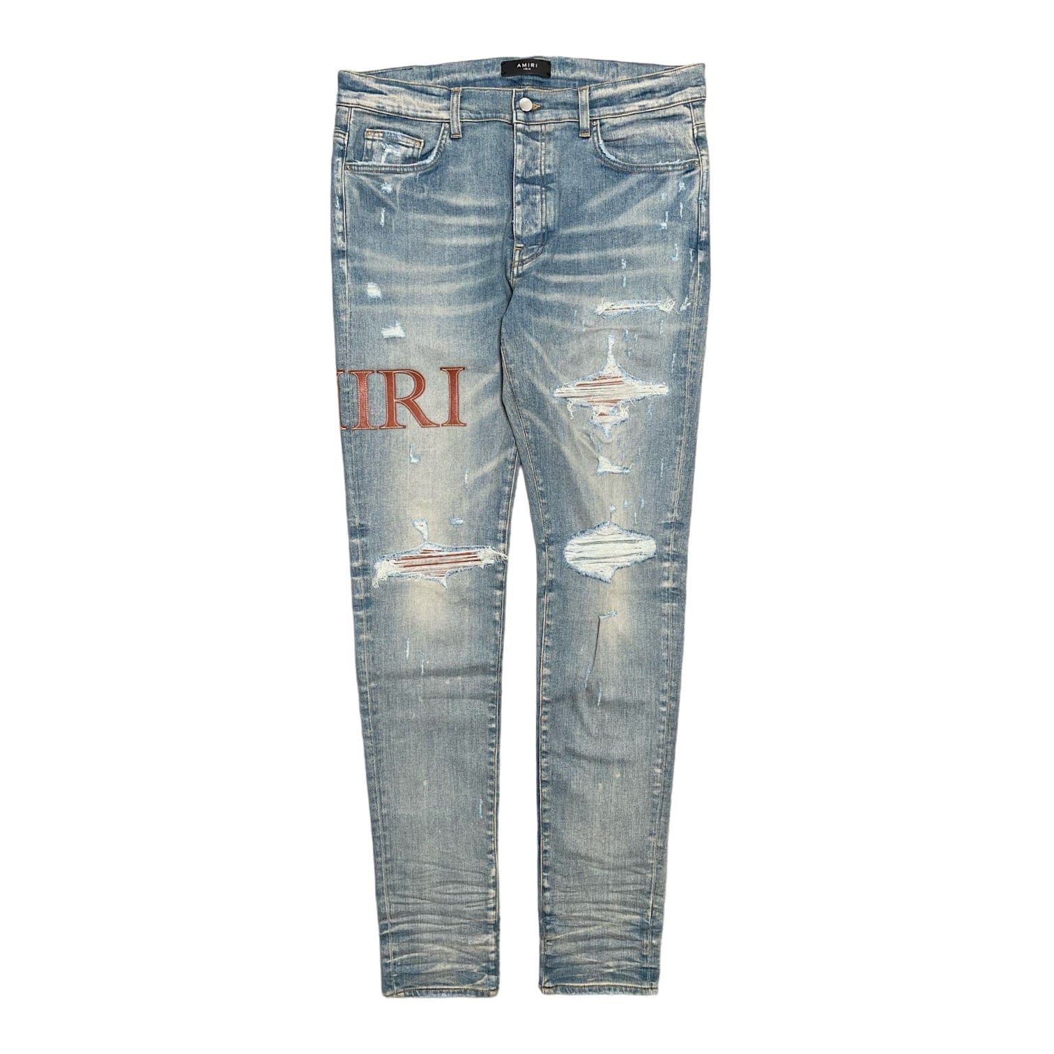 Amiri Amiri Leather Stitch Logo Jeans Clay Indigo Size US 28 / EU 44 - 1 Thumbnail