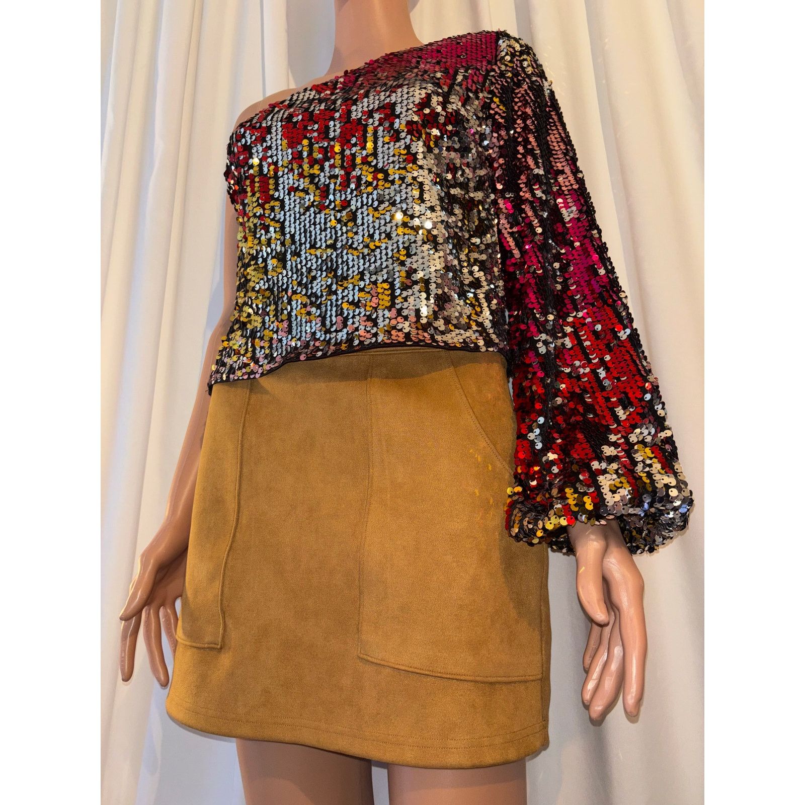 Shein SHEIN One Shoulder Colorful Top Size Medium Size M / US 6-8 / IT 42-44 - 1 Thumbnail