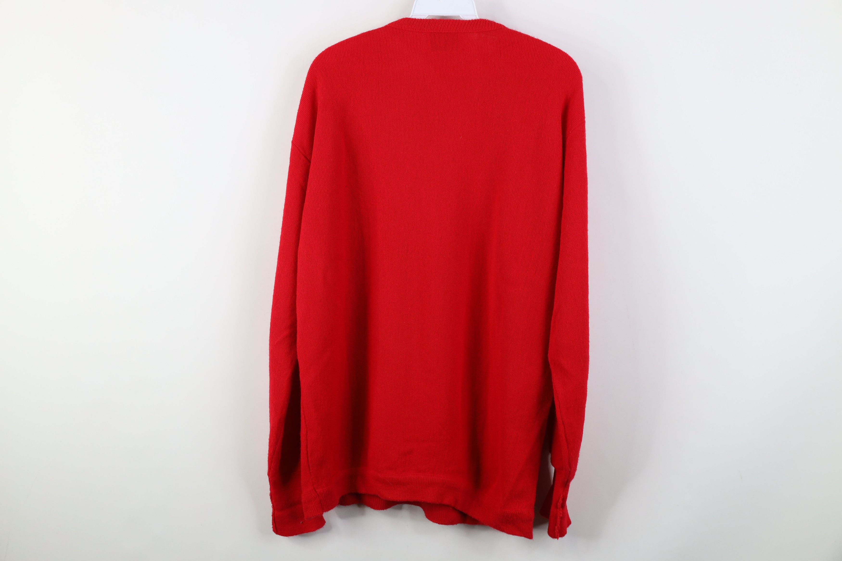 Vintage Vintage 70s Streetwear Knit V-Neck Sweater Red Acrylic USA Size US L / EU 52-54 / 3 - 11 Thumbnail