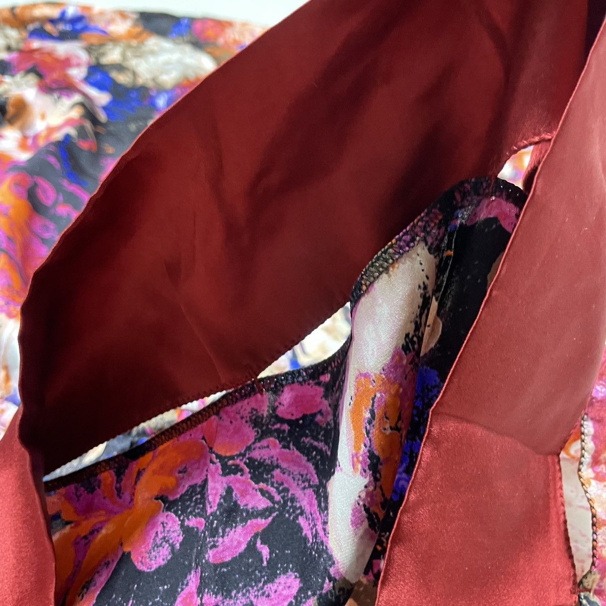Roberto Cavalli Just Cavalli Multicolor Silk Satin Floral Print Size M / US 6-8 / IT 42-44 - 12 Thumbnail