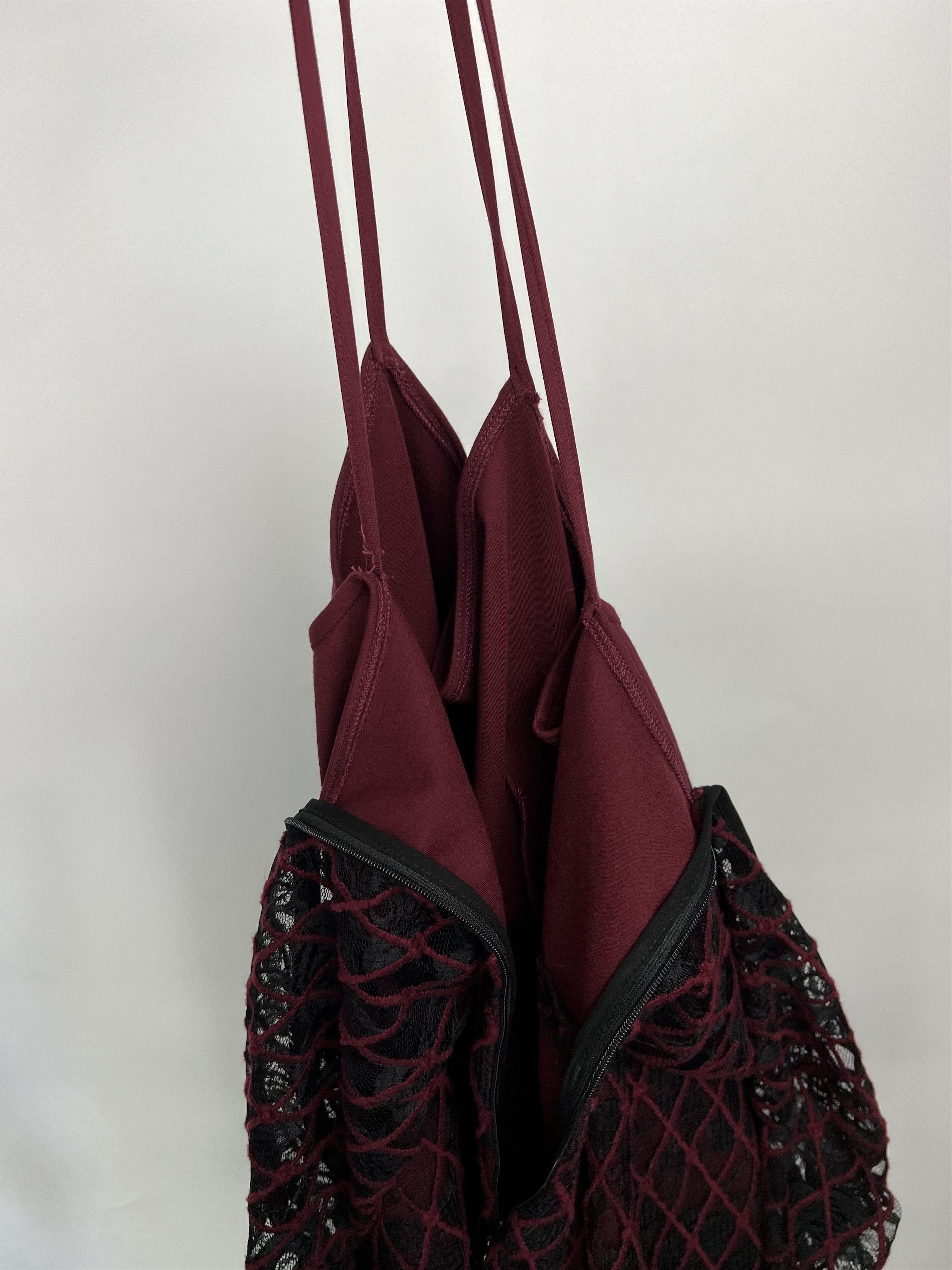 Sandro Sandro Burgundy Black Lace Short Dress Size 2 Size XS / US 0-2 / IT 36-38 - 9 Thumbnail