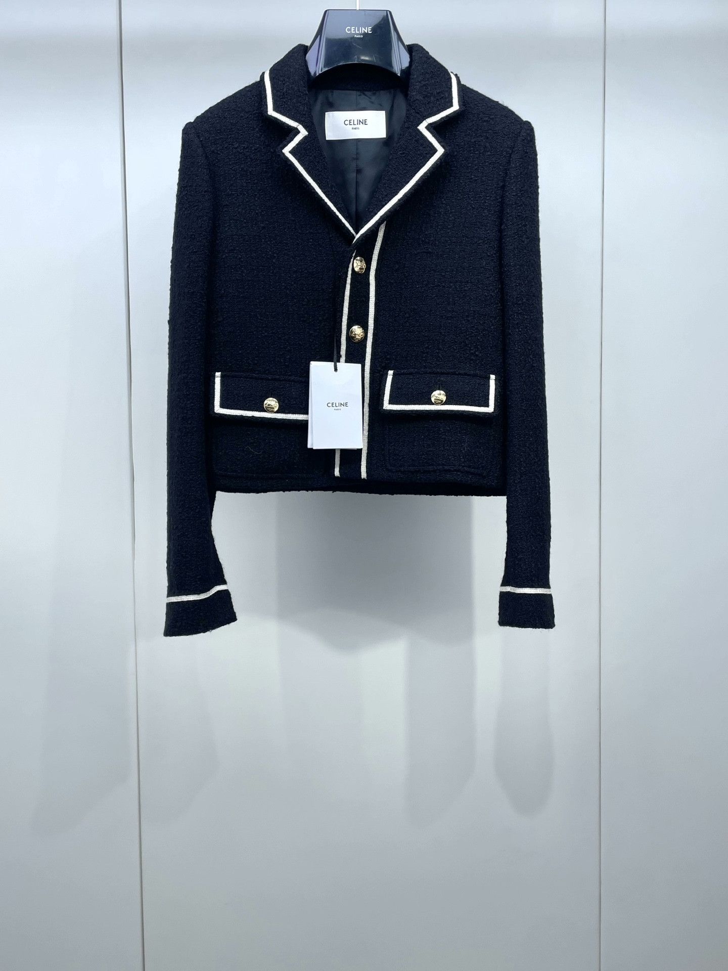 Celine Celine Black White Gold Button Jacket Size XXS / US 00 / IT 34 - 1 Thumbnail