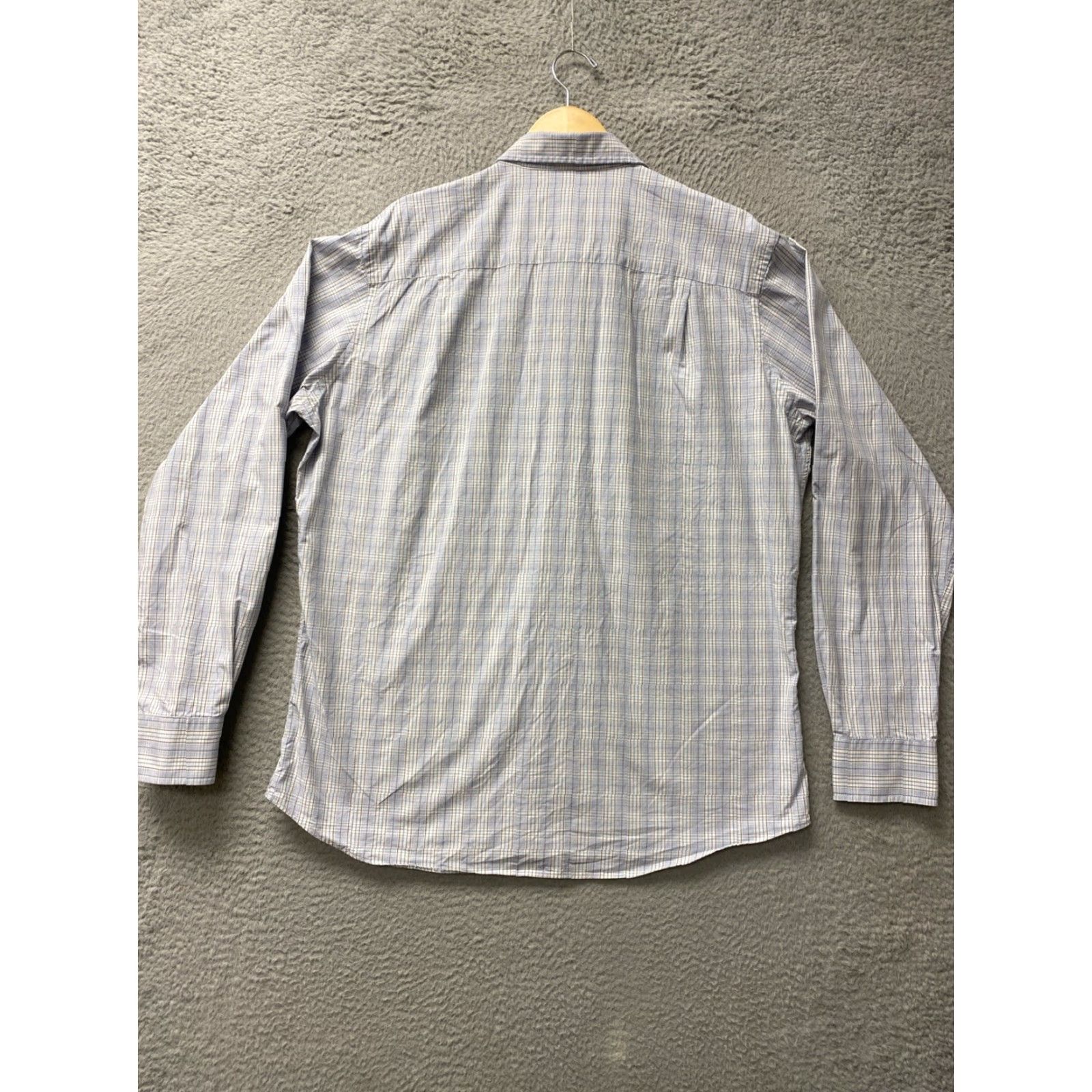 David Donahue VINTAGE David Donahue Dress Shirt Men 17 Blue Gingham Formal Business Casual Classic Fit Size 46R - 8 Thumbnail