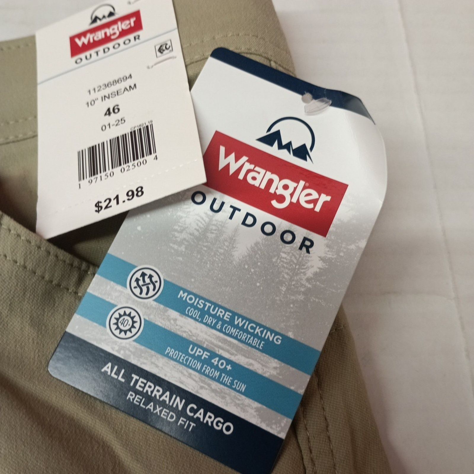 Wrangler Wrangler Cargo Shorts Men's Size 46 Beige 10" Inseam Relaxed Size US 44 / EU 60 - 2 Thumbnail