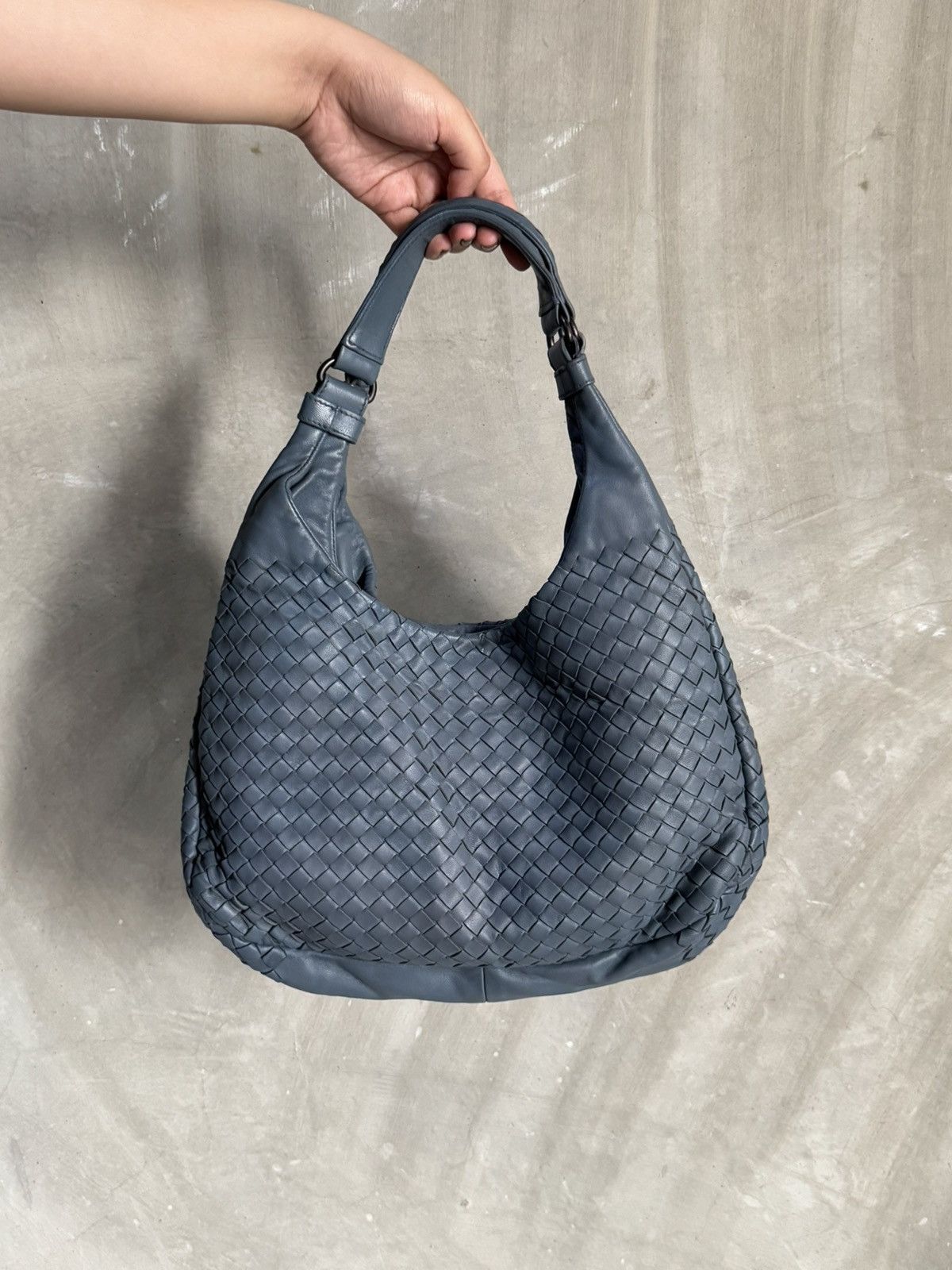 Bottega Veneta Bottega Veneta Blue Leather Intrecciato Campana Hobo Size ONE SIZE - 9 Thumbnail