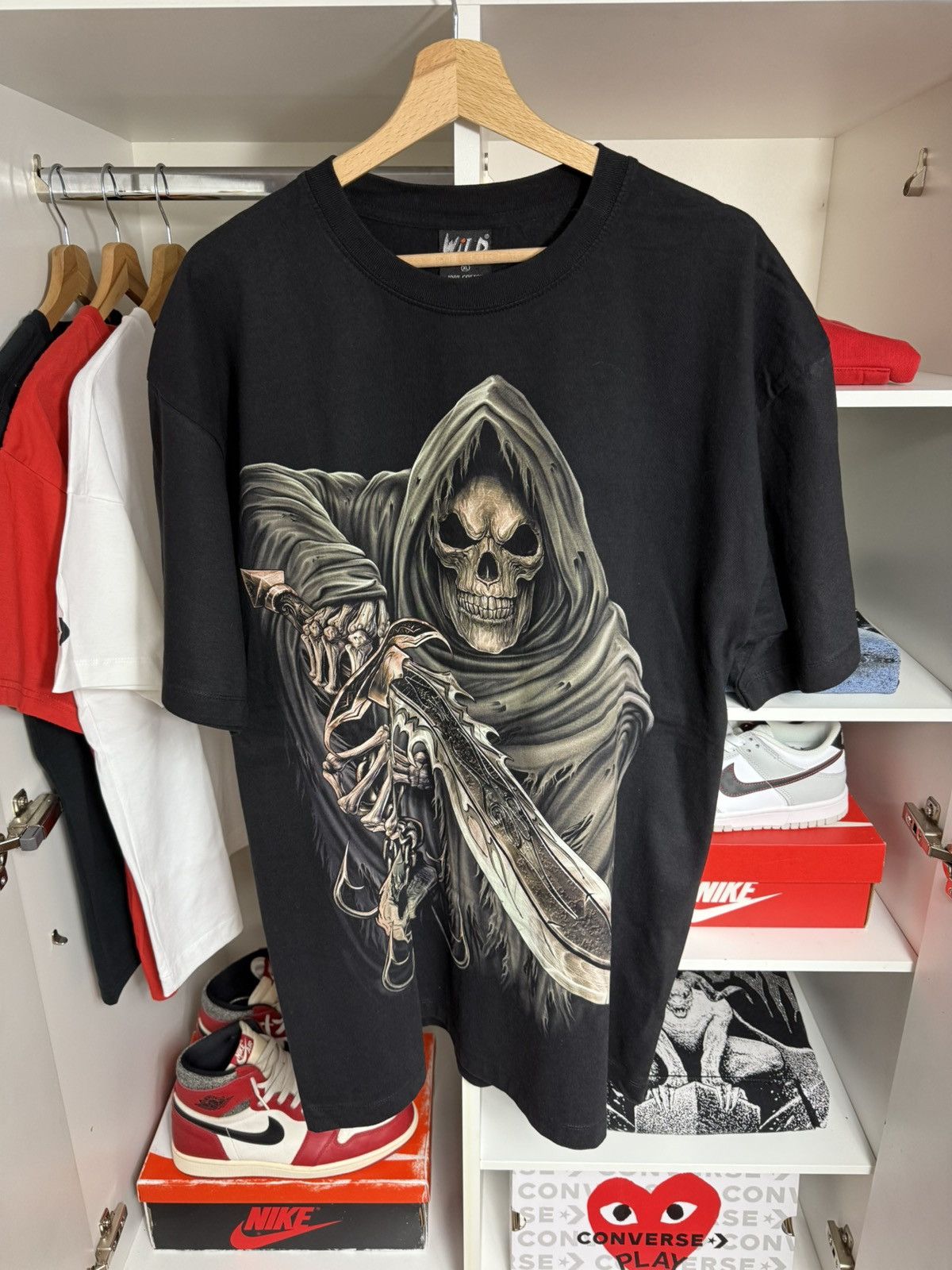 Vintage WILD Grim Reaper Graphic T-Shirt XL Gothic Y2K Tee