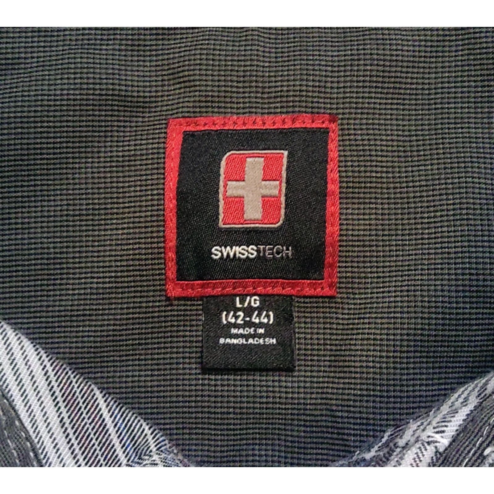 Vintage Swiss Tech Mens Shirt Large 42-44 Button Up Long Sleeve Gray Striped Casual Classic Outdoors Men L Gray Striped Button-Up Shirt Size US L / EU 52-54 / 3 - 6 Thumbnail