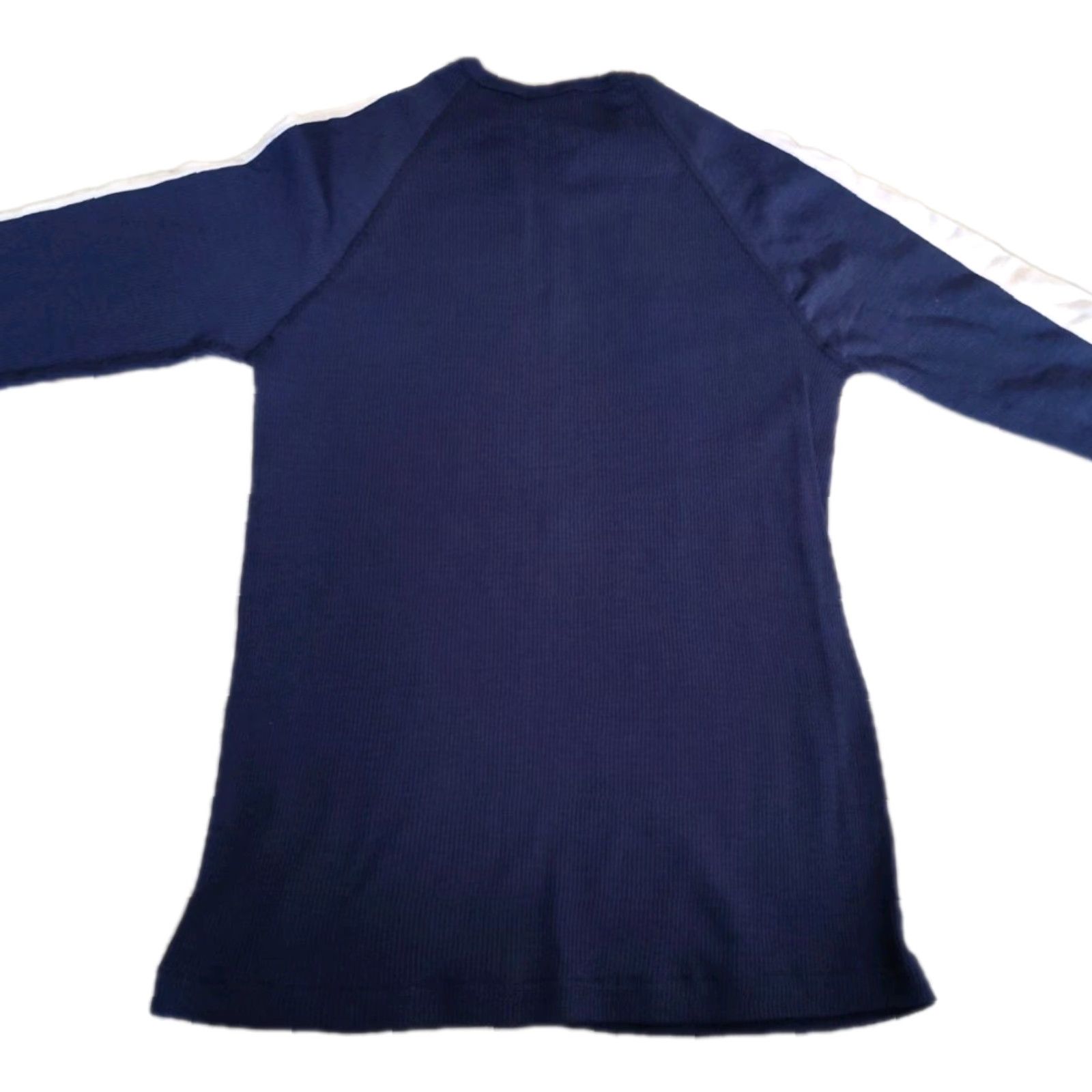 Layer 8 VINTAGE Duofold Shirt Slim XL Blue Striped Thermal Waffle Knit 90s 80s Womens USA Size XL / US 12-14 / IT 48-50 - 2 Thumbnail